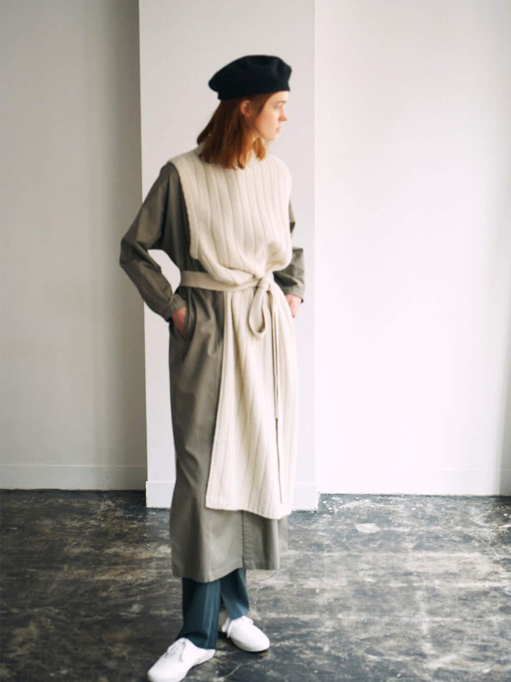 Namu Shop - Unfil Royal Baby Alpaca Long Vest - Oyster White