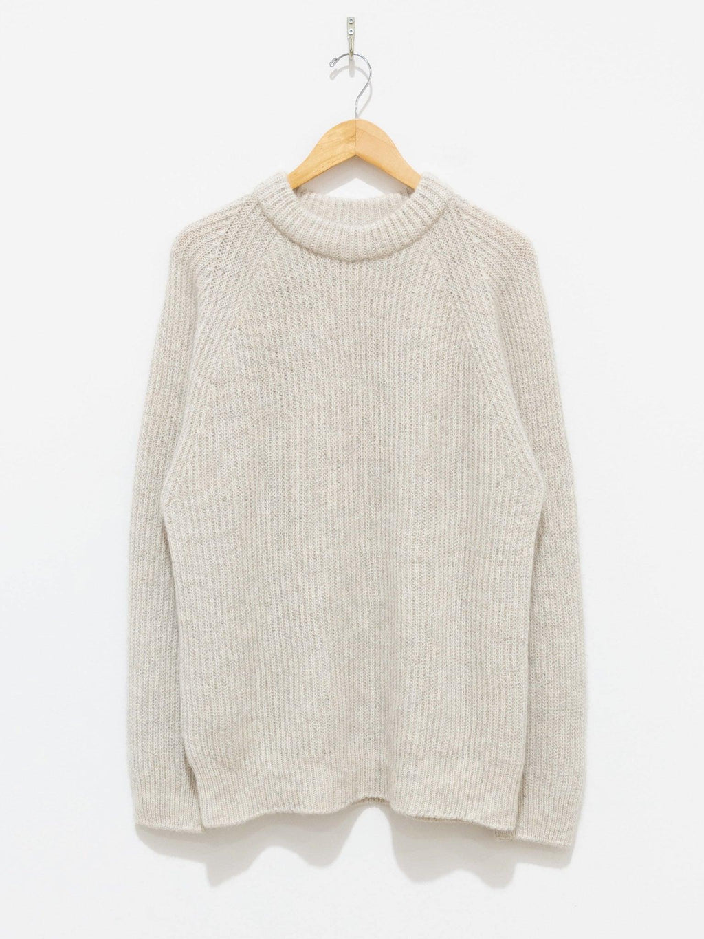 Namu Shop - Unfil Royal Baby Alpaca Ribbed Knit Sweater - Off White Mix