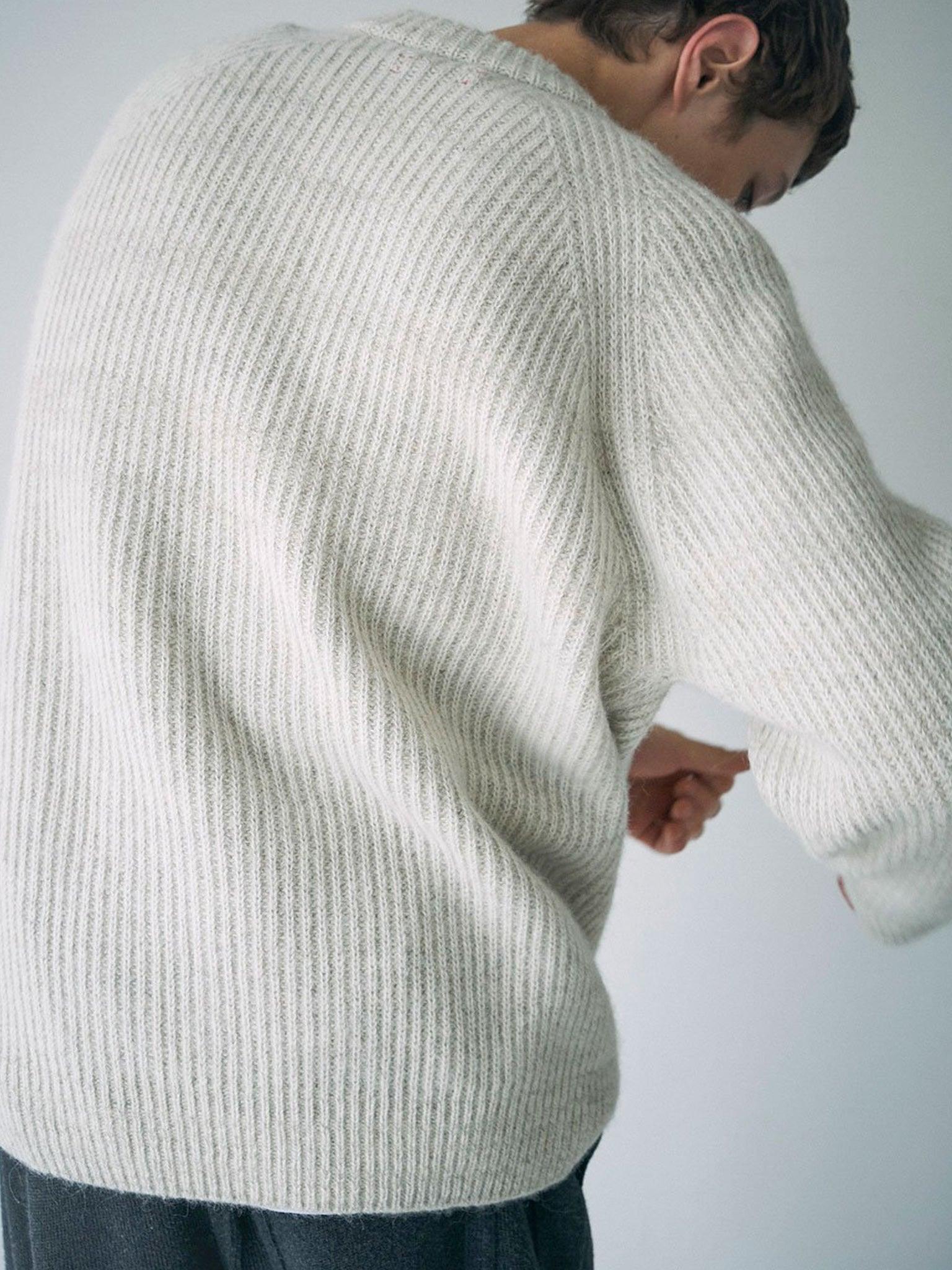 Namu Shop - Unfil Royal Baby Alpaca Ribbed Knit Sweater - Off White Mix