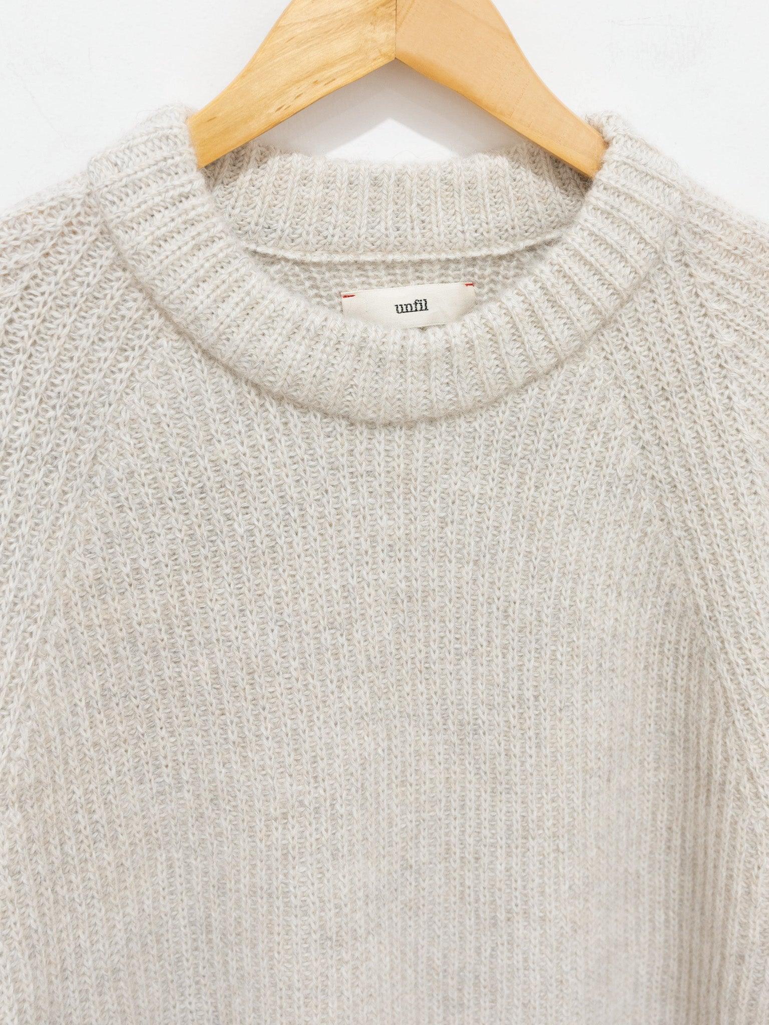 Namu Shop - Unfil Royal Baby Alpaca Ribbed Knit Sweater - Off White Mix