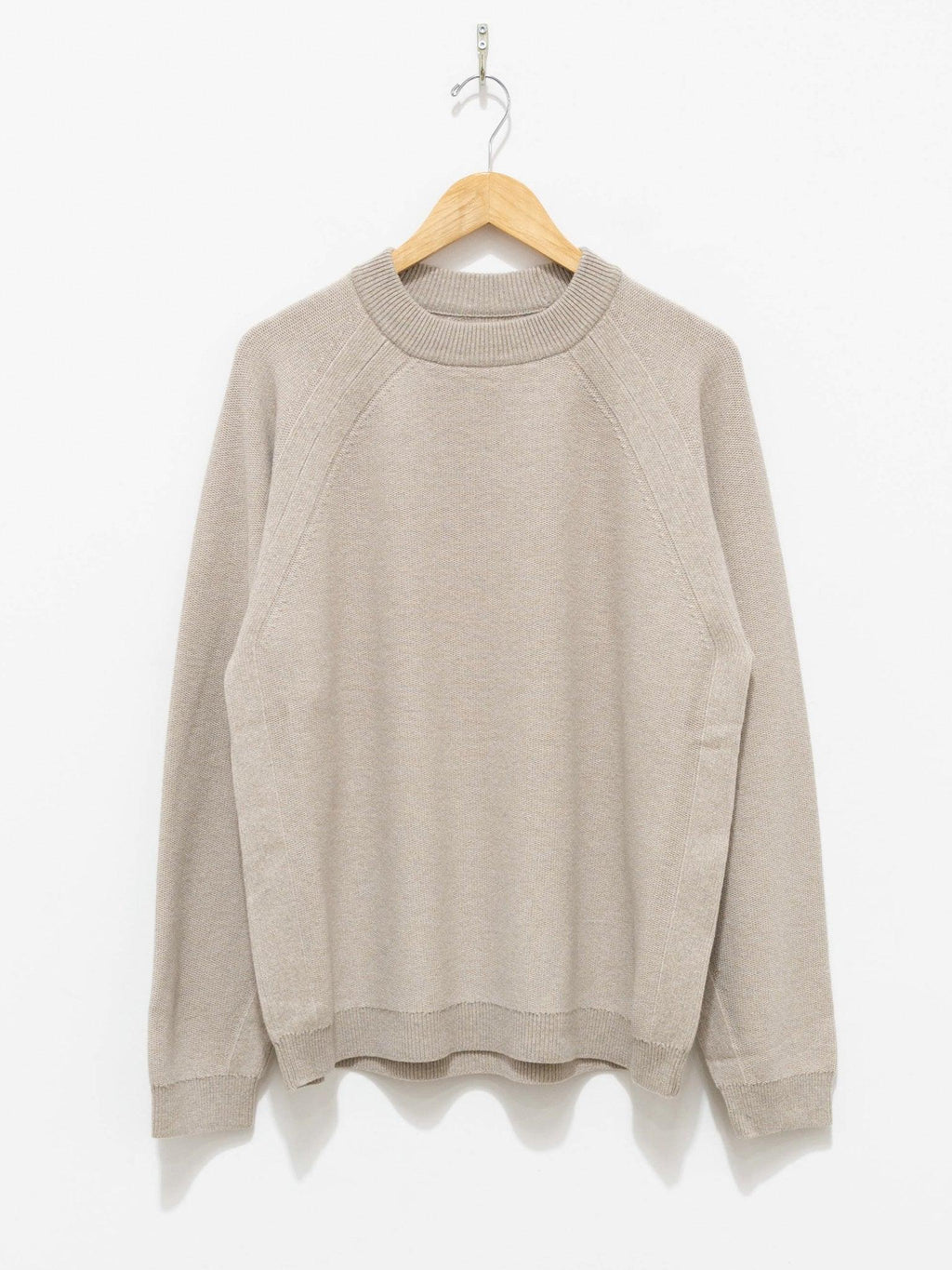 Namu Shop - Unfil Silk Wool Honeycomb Knit Mockneck Sweater - Beige
