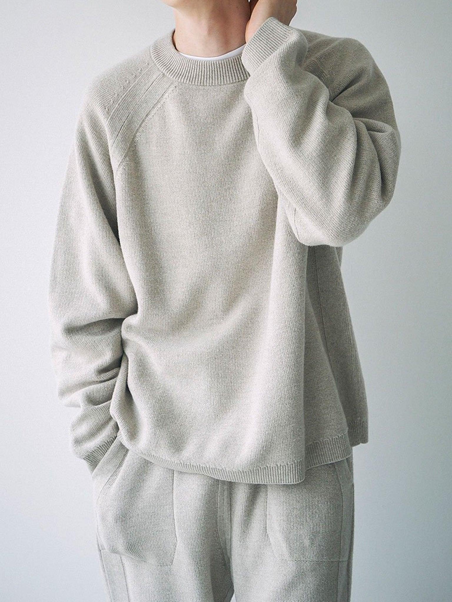 Namu Shop - Unfil Silk Wool Honeycomb Knit Mockneck Sweater - Beige