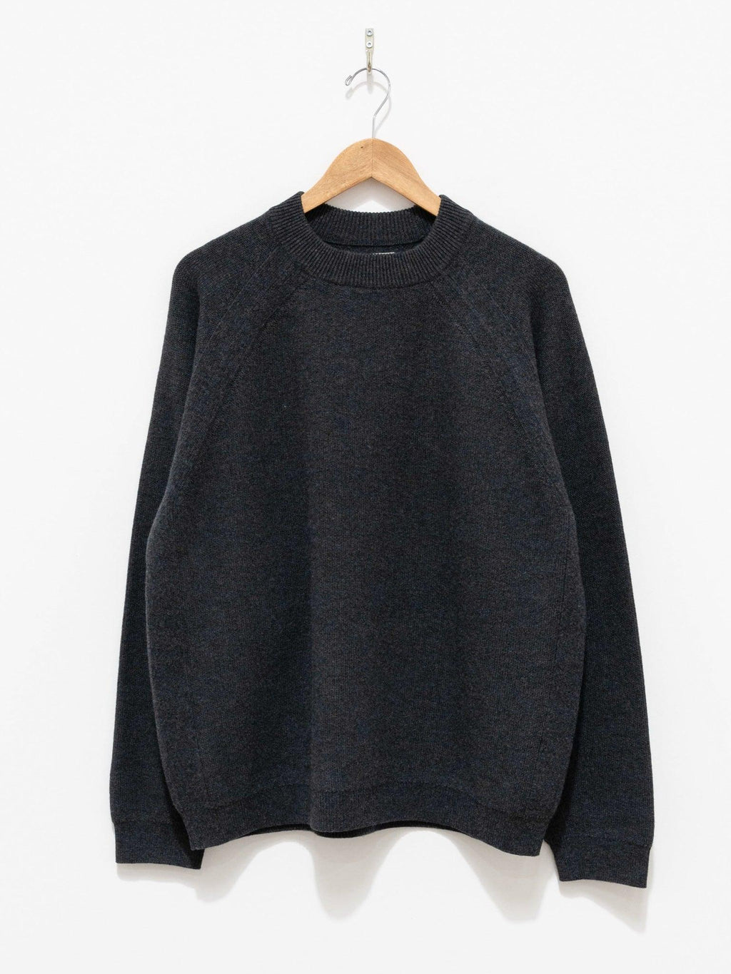 Namu Shop - Unfil Silk Wool Honeycomb Knit Mockneck Sweater - Charcoal