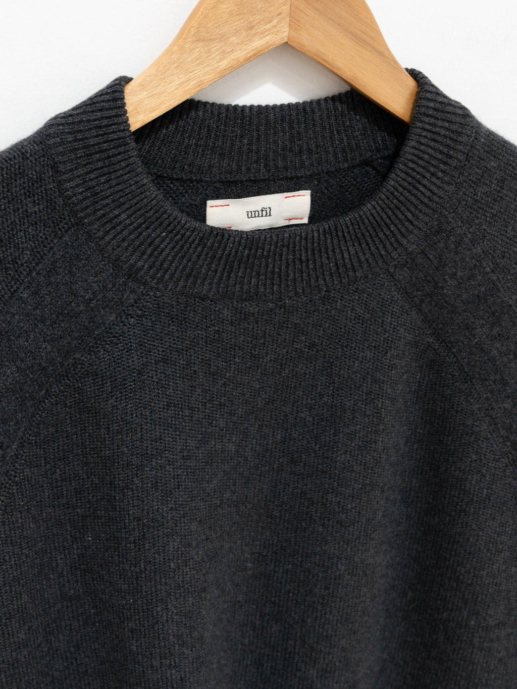Namu Shop - Unfil Silk Wool Honeycomb Knit Mockneck Sweater - Charcoal