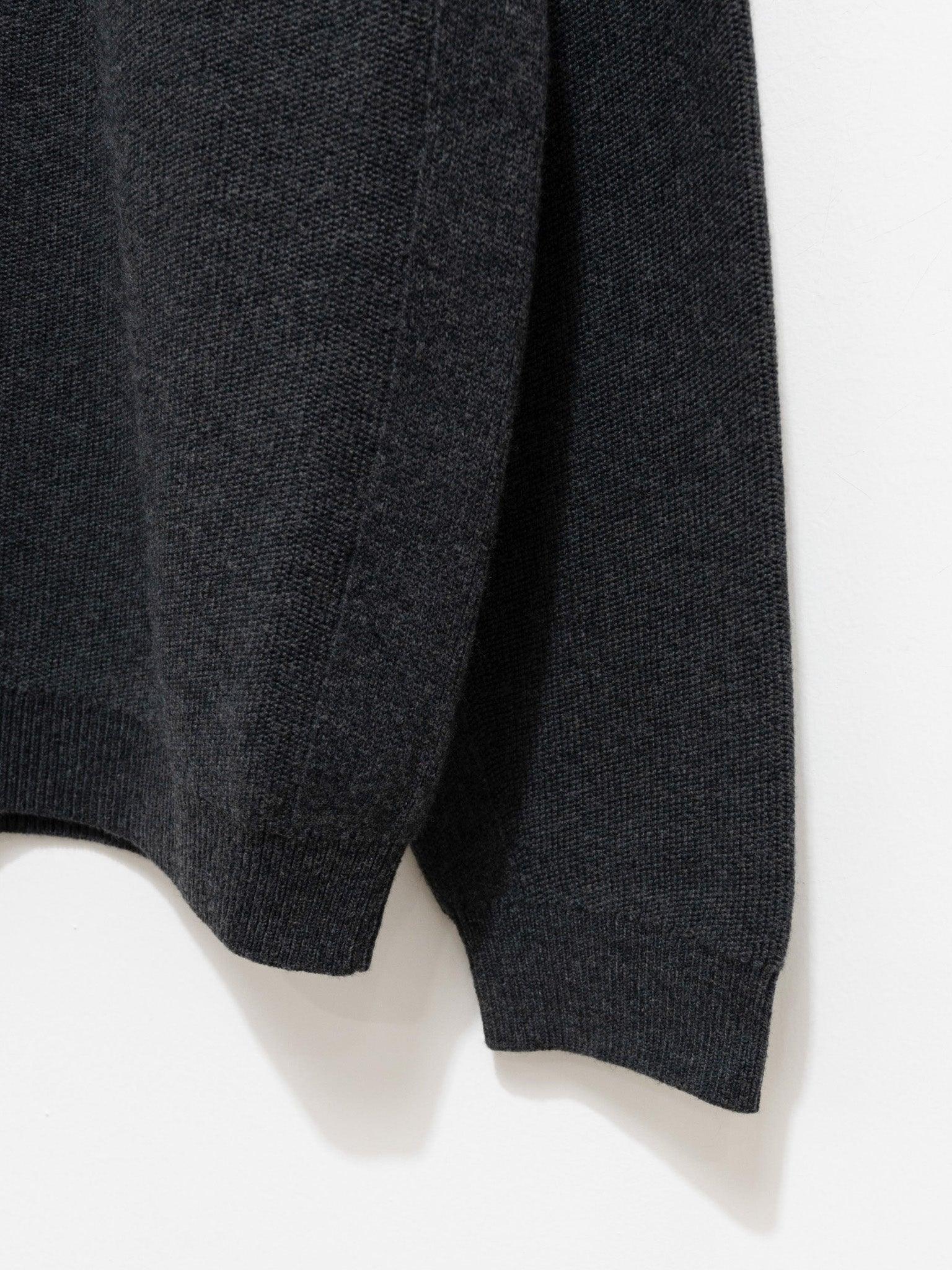 Namu Shop - Unfil Silk Wool Honeycomb Knit Mockneck Sweater - Charcoal