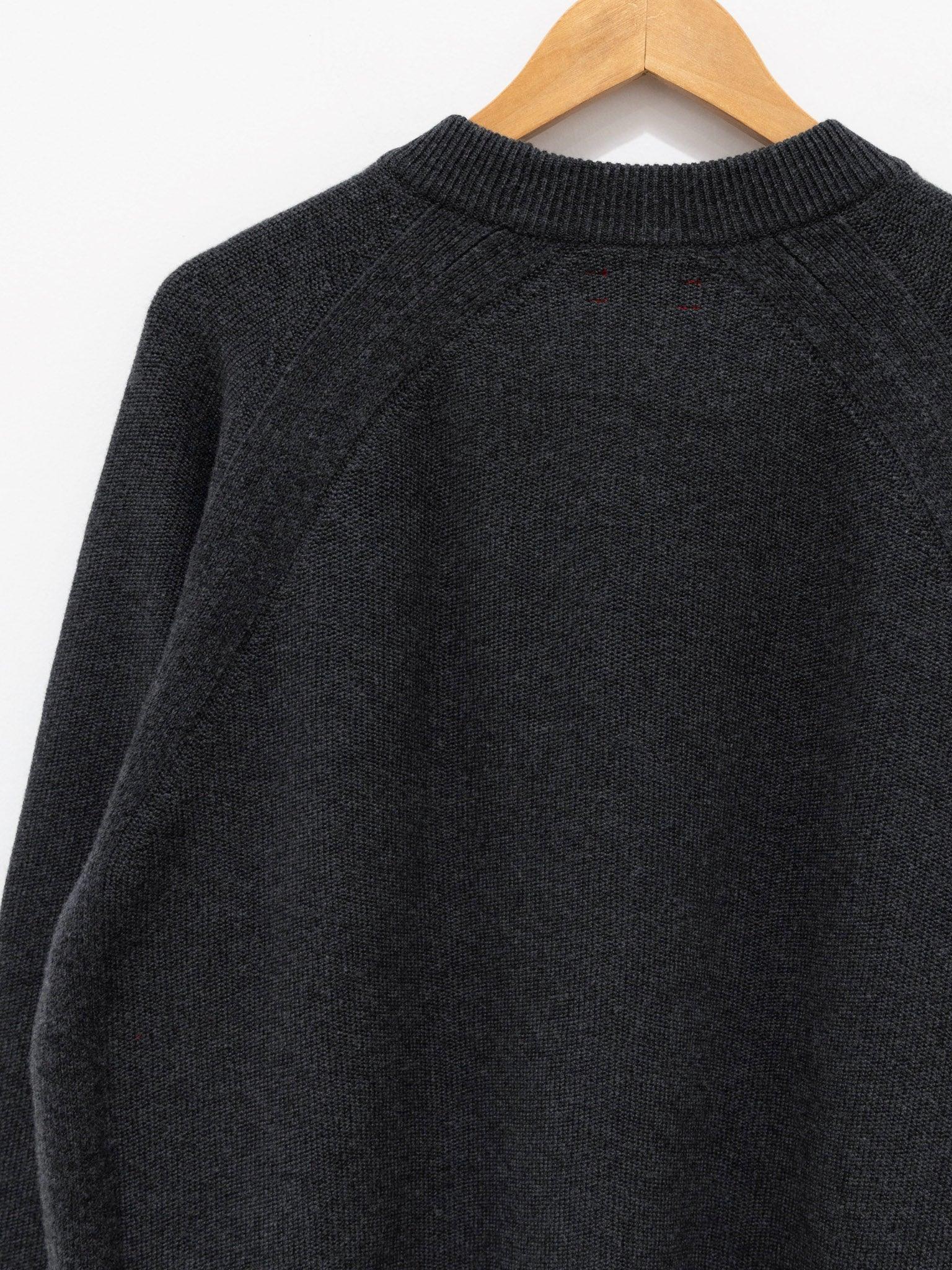 Namu Shop - Unfil Silk Wool Honeycomb Knit Mockneck Sweater - Charcoal