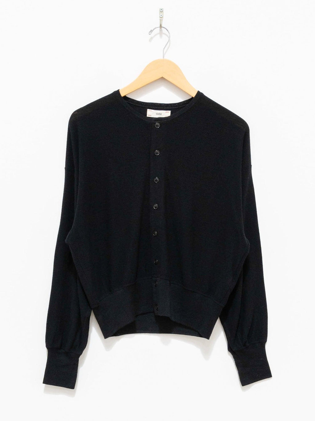 Namu Shop - Unfil Superfine Merino Crepe Jersey Cardigan - Black