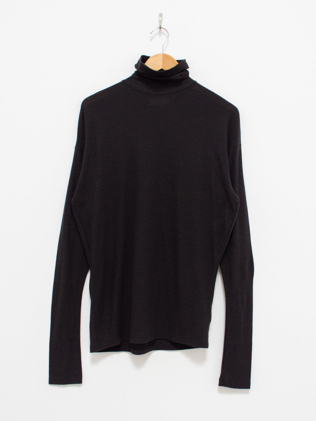 Namu Shop - Unfil Superfine Merino Crepe Jersey Turtleneck Tee - Charcoal