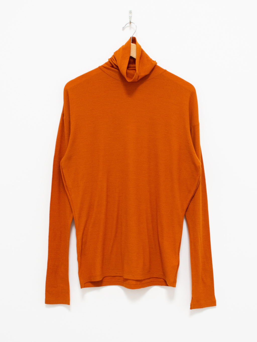 Namu Shop - Unfil Superfine Merino Crepe Jersey Turtleneck Tee - Dark Orange