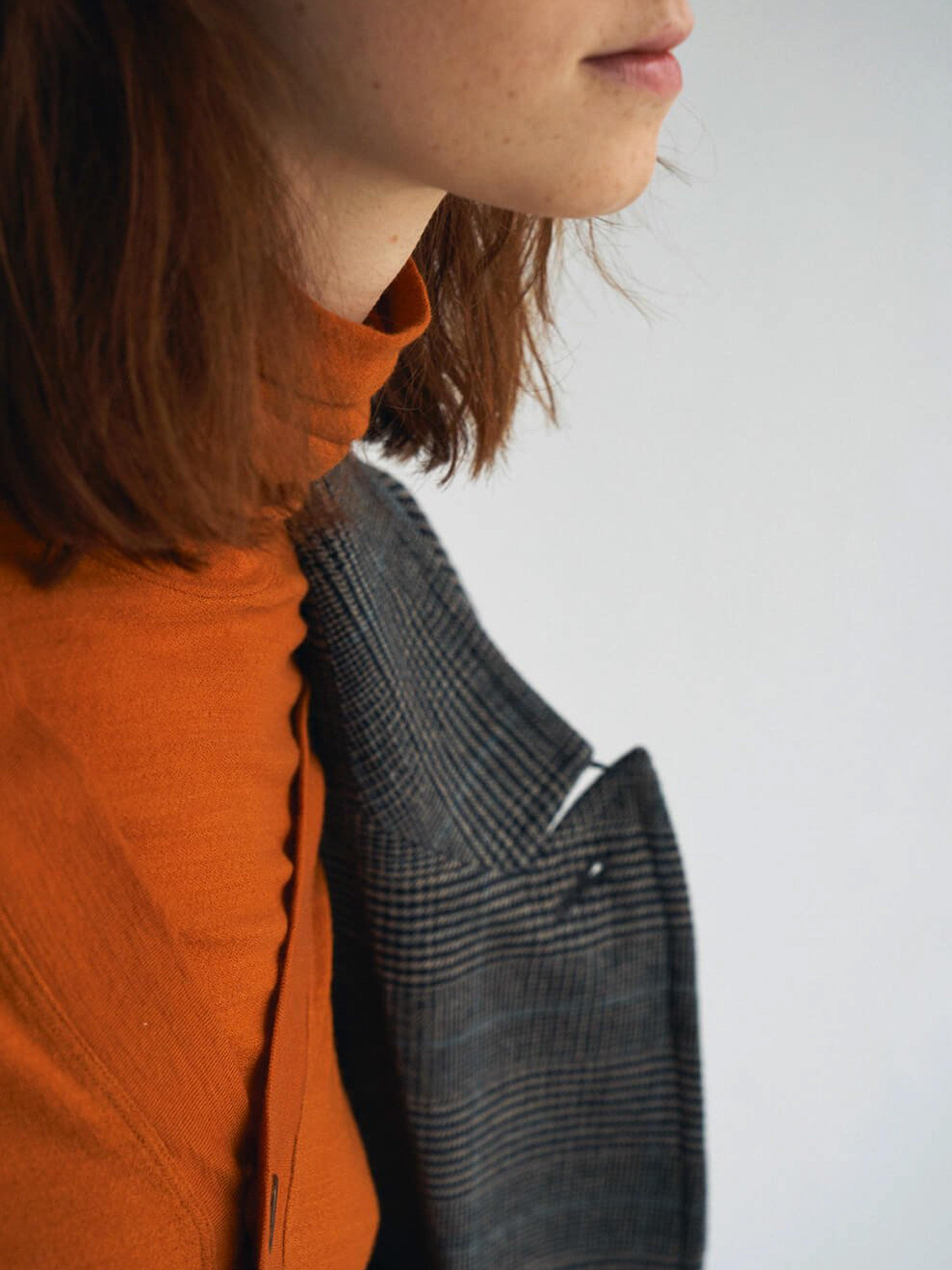 Namu Shop - Unfil Superfine Merino Crepe Jersey Turtleneck Tee - Dark Orange