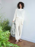 Namu Shop - Unfil Vintage Cotton Pile Wide Leg Pants - Natural