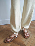 Namu Shop - Unfil Vintage Cotton Pile Wide Leg Pants - Natural