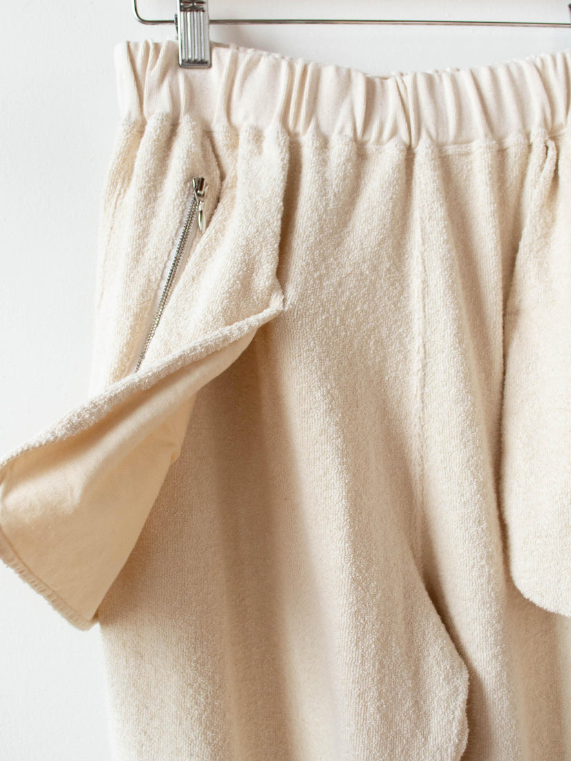 Namu Shop - Unfil Vintage Cotton Pile Wide Leg Pants - Natural