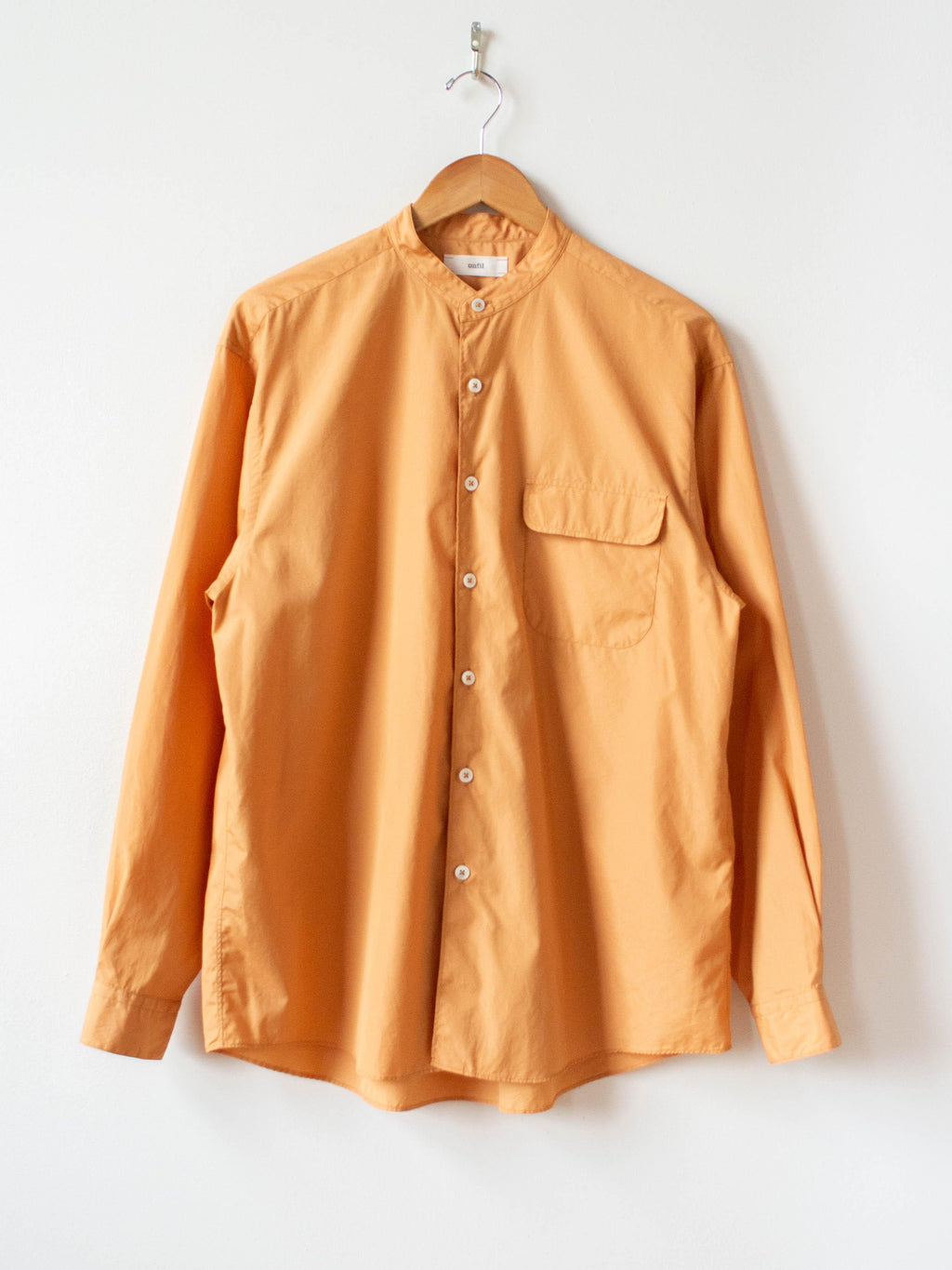 Namu Shop - Unfil Washed Cotton-Poplin Band Collar Shirt - Almond Beige