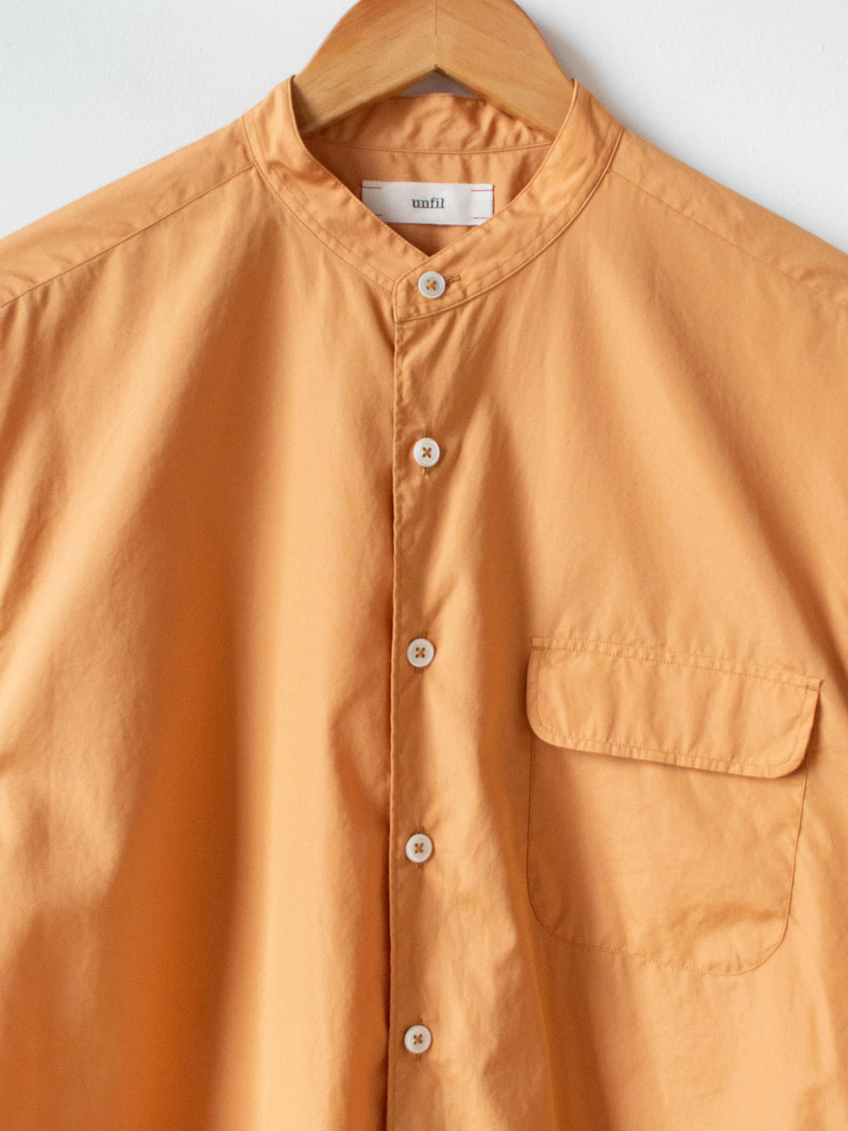 Namu Shop - Unfil Washed Cotton-Poplin Band Collar Shirt - Almond Beige