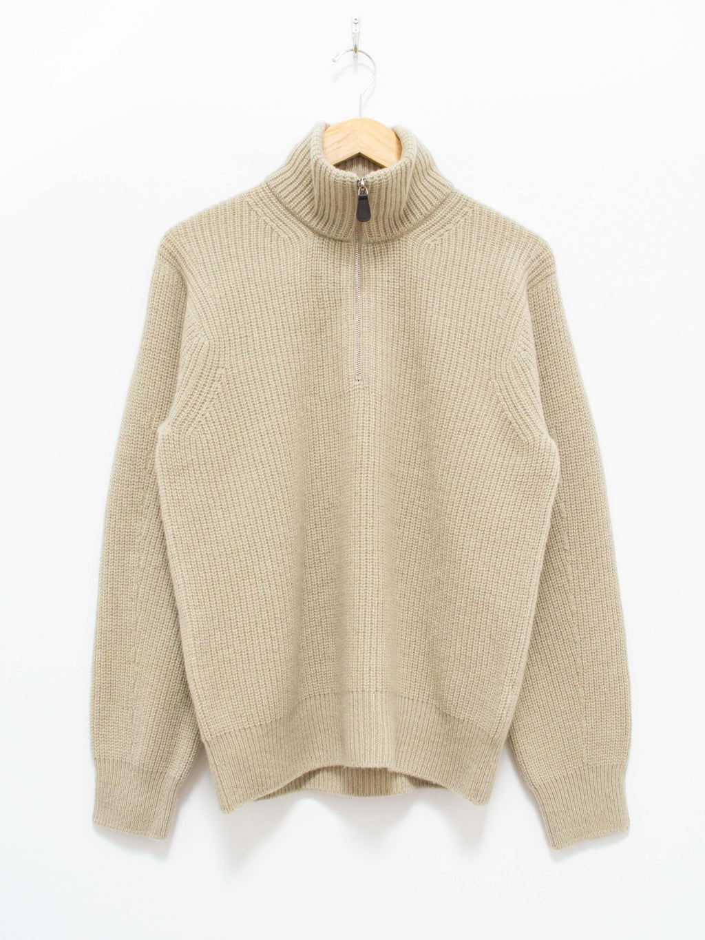 Namu Shop - Unfil Wool Cashmere Half Zip Sweater - Grass Beige