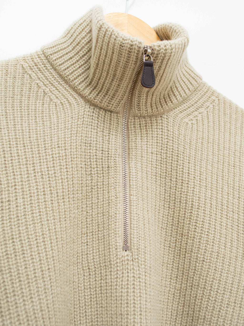 Namu Shop - Unfil Wool Cashmere Half Zip Sweater - Grass Beige