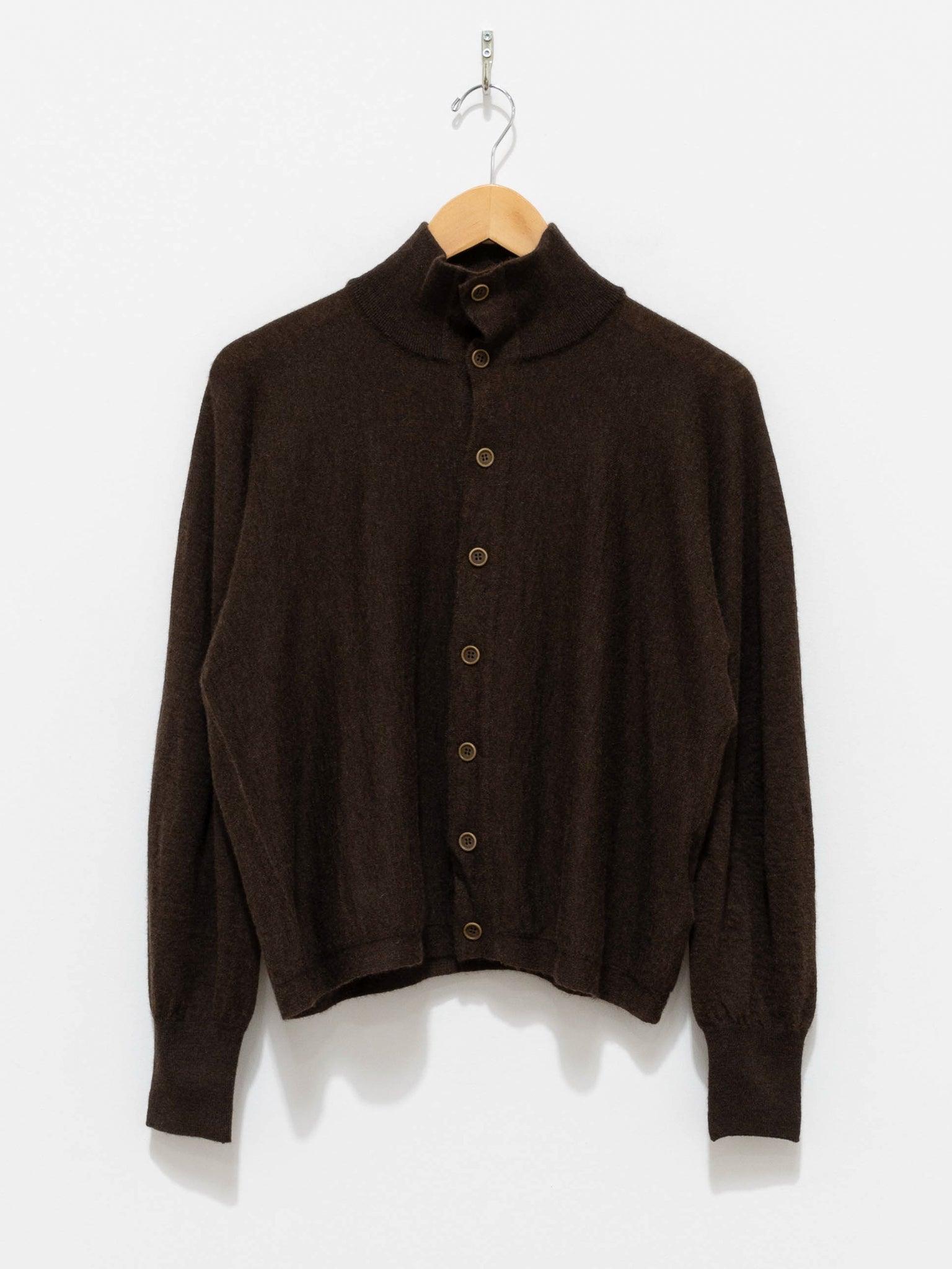 Namu Shop - Unfil Worsted Yak Fine Gauge Knit Cardigan - Natural Brown