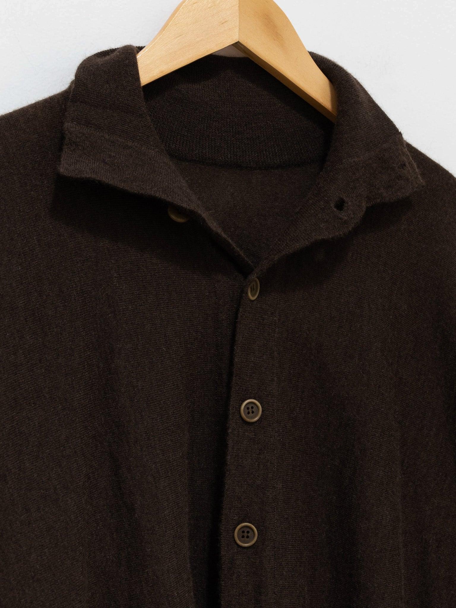 Namu Shop - Unfil Worsted Yak Fine Gauge Knit Cardigan - Natural Brown