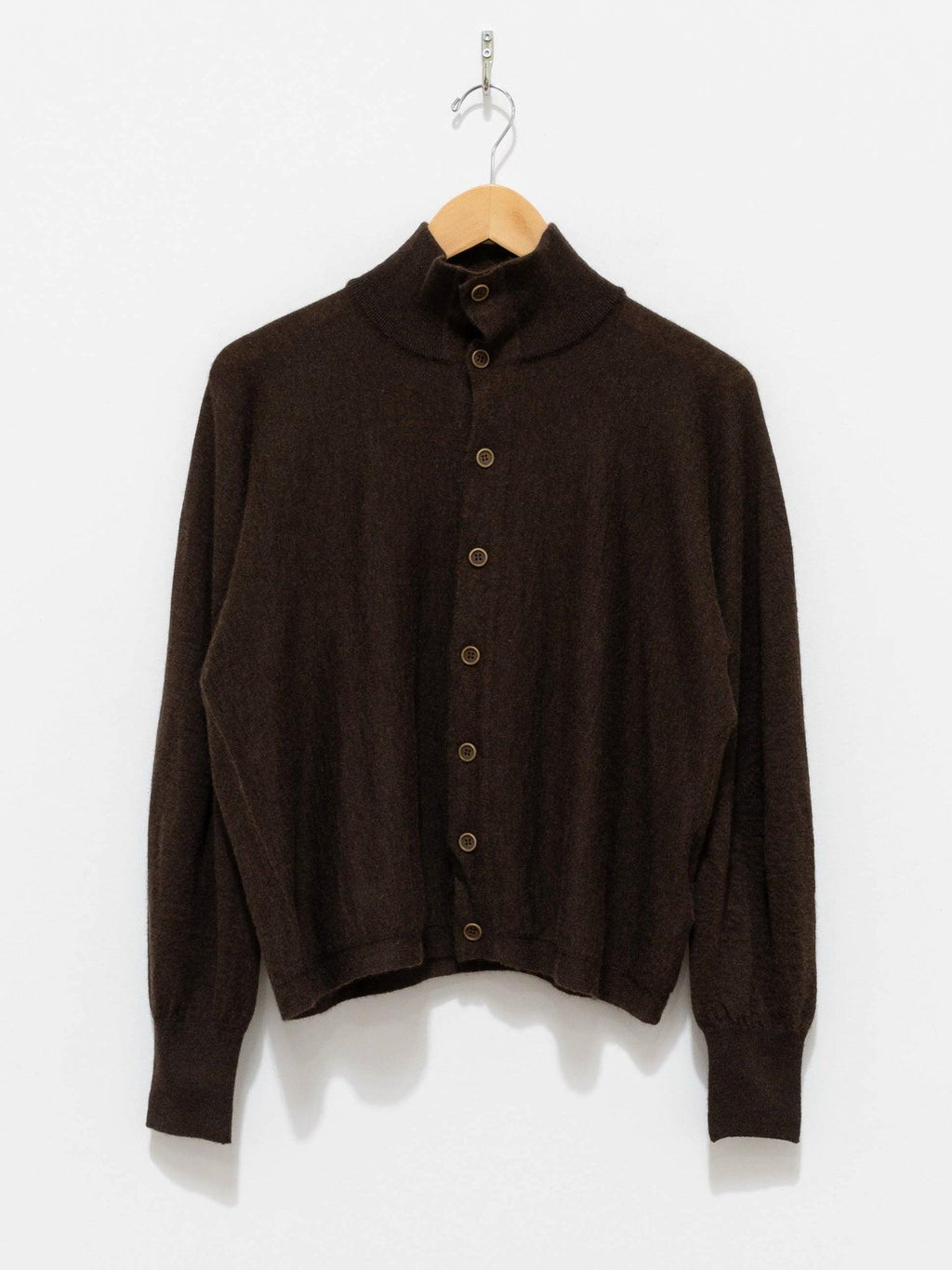 Namu Shop - Unfil Worsted Yak Fine Gauge Knit Cardigan - Natural Brown