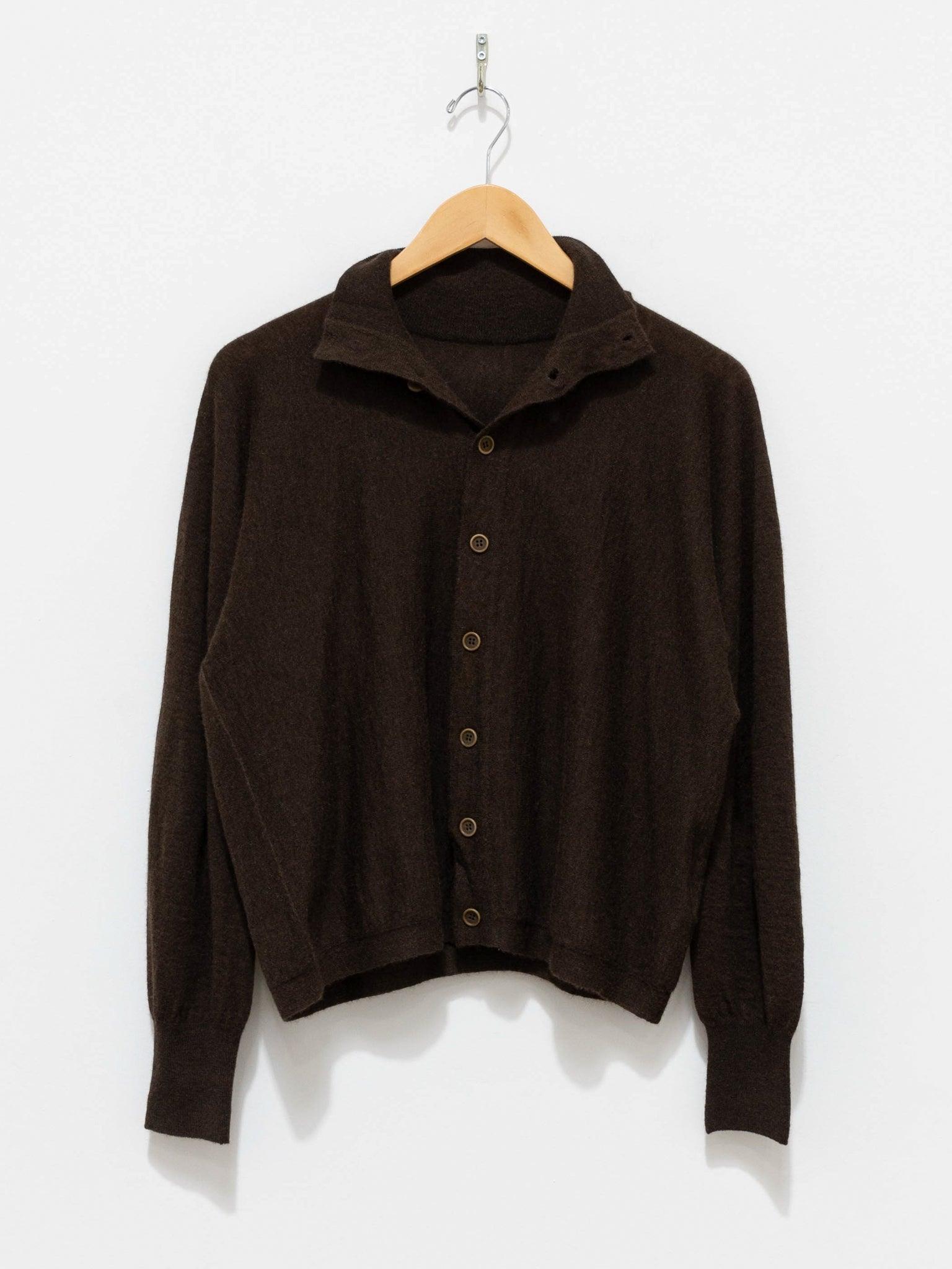Namu Shop - Unfil Worsted Yak Fine Gauge Knit Cardigan - Natural Brown