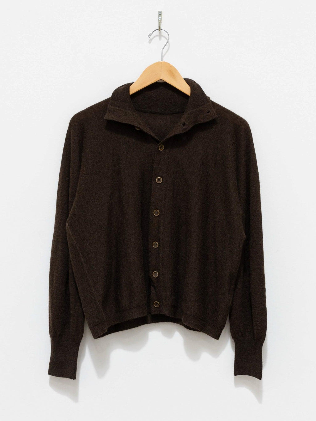 Namu Shop - Unfil Worsted Yak Fine Gauge Knit Cardigan - Natural Brown