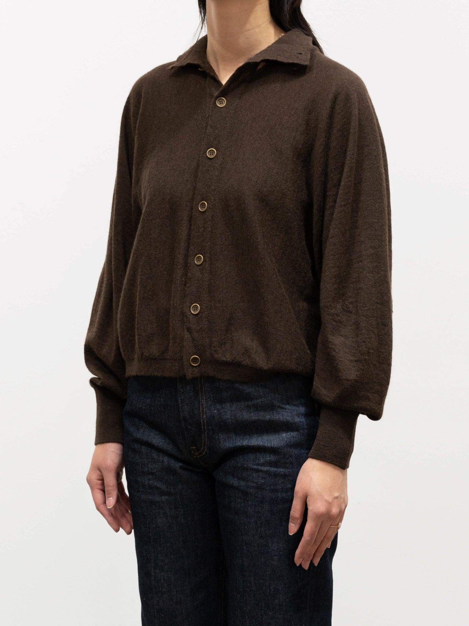 Namu Shop - Unfil Worsted Yak Fine Gauge Knit Cardigan - Natural Brown