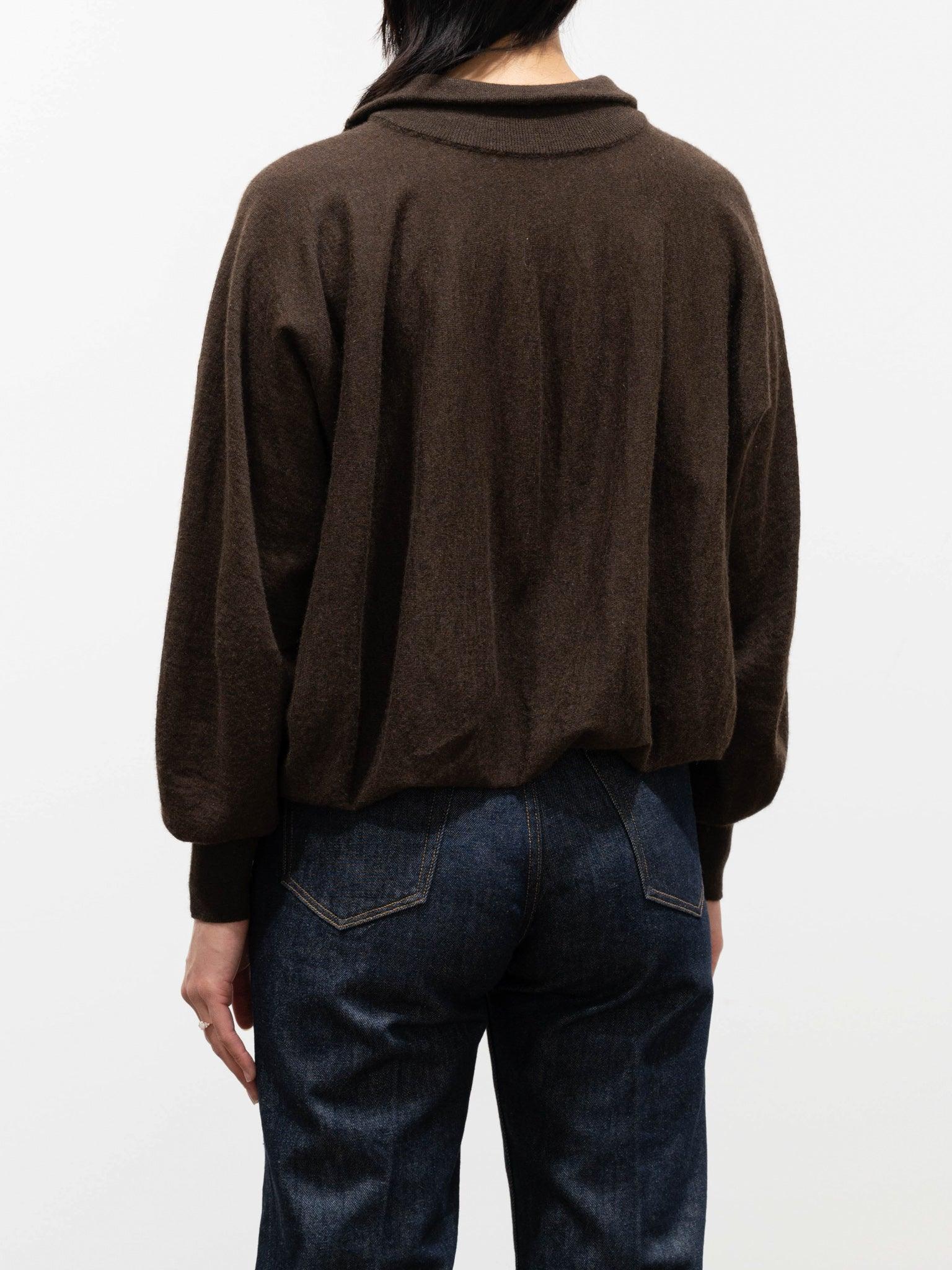 Namu Shop - Unfil Worsted Yak Fine Gauge Knit Cardigan - Natural Brown