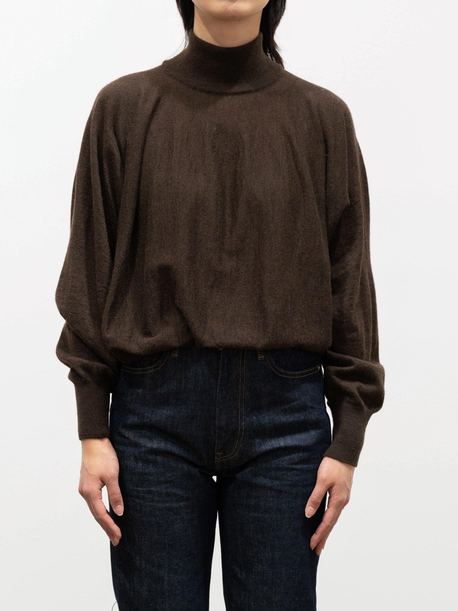 Namu Shop - Unfil Worsted Yak Fine Gauge Knit Cardigan - Natural Brown