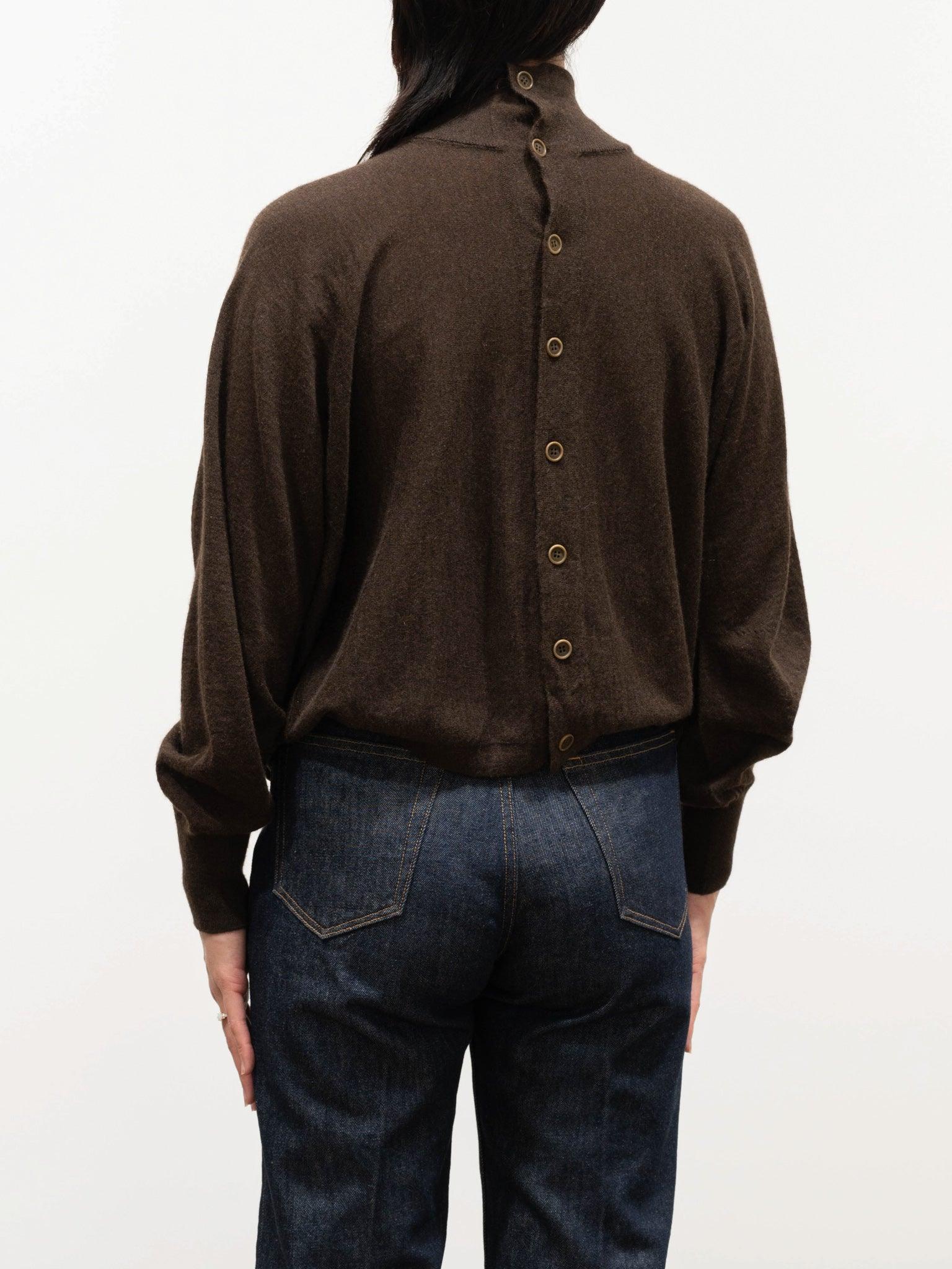 Namu Shop - Unfil Worsted Yak Fine Gauge Knit Cardigan - Natural Brown