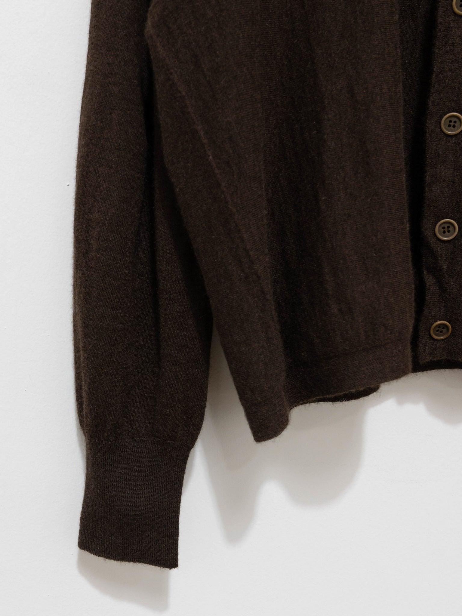 Namu Shop - Unfil Worsted Yak Fine Gauge Knit Cardigan - Natural Brown