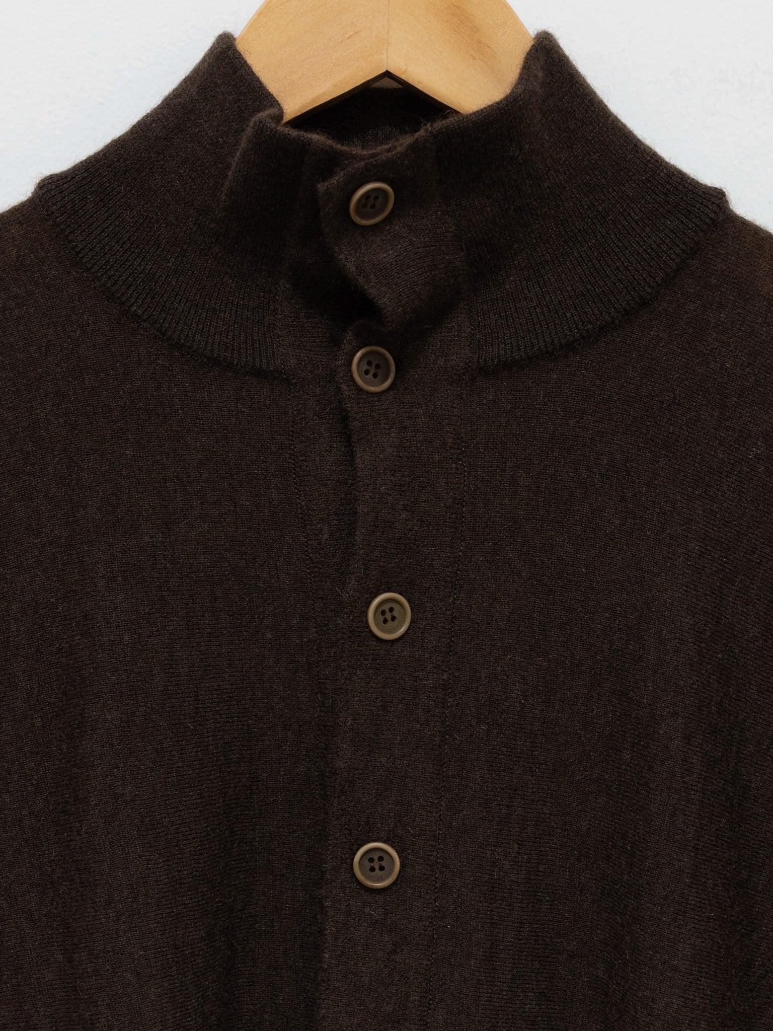 Namu Shop - Unfil Worsted Yak Fine Gauge Knit Cardigan - Natural Brown