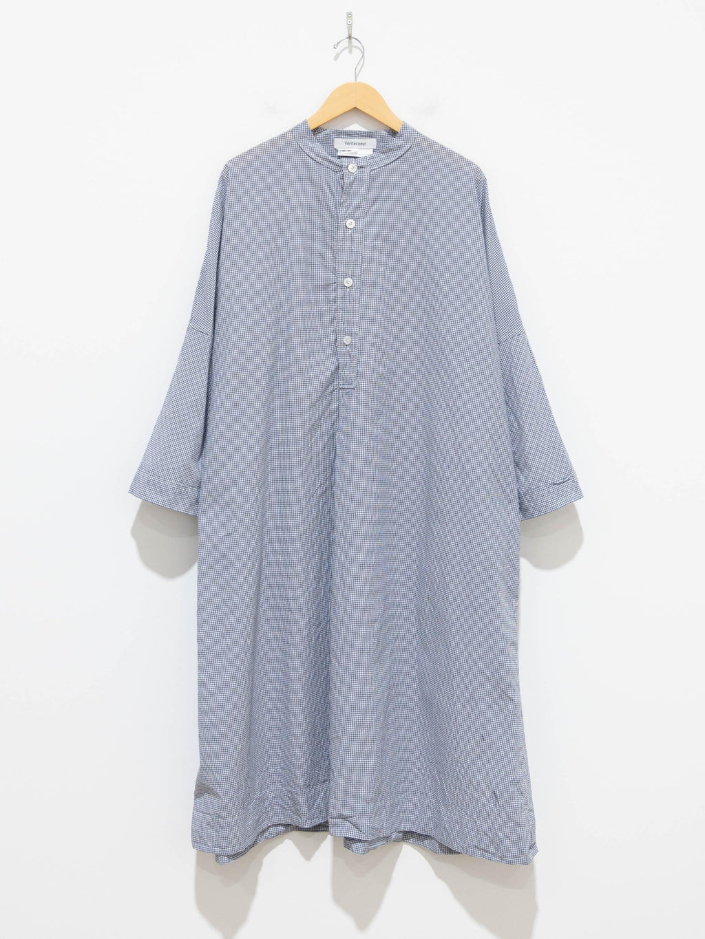 Namu Shop - Veritecoeur Band Collar Shirt Dress - Navy Check
