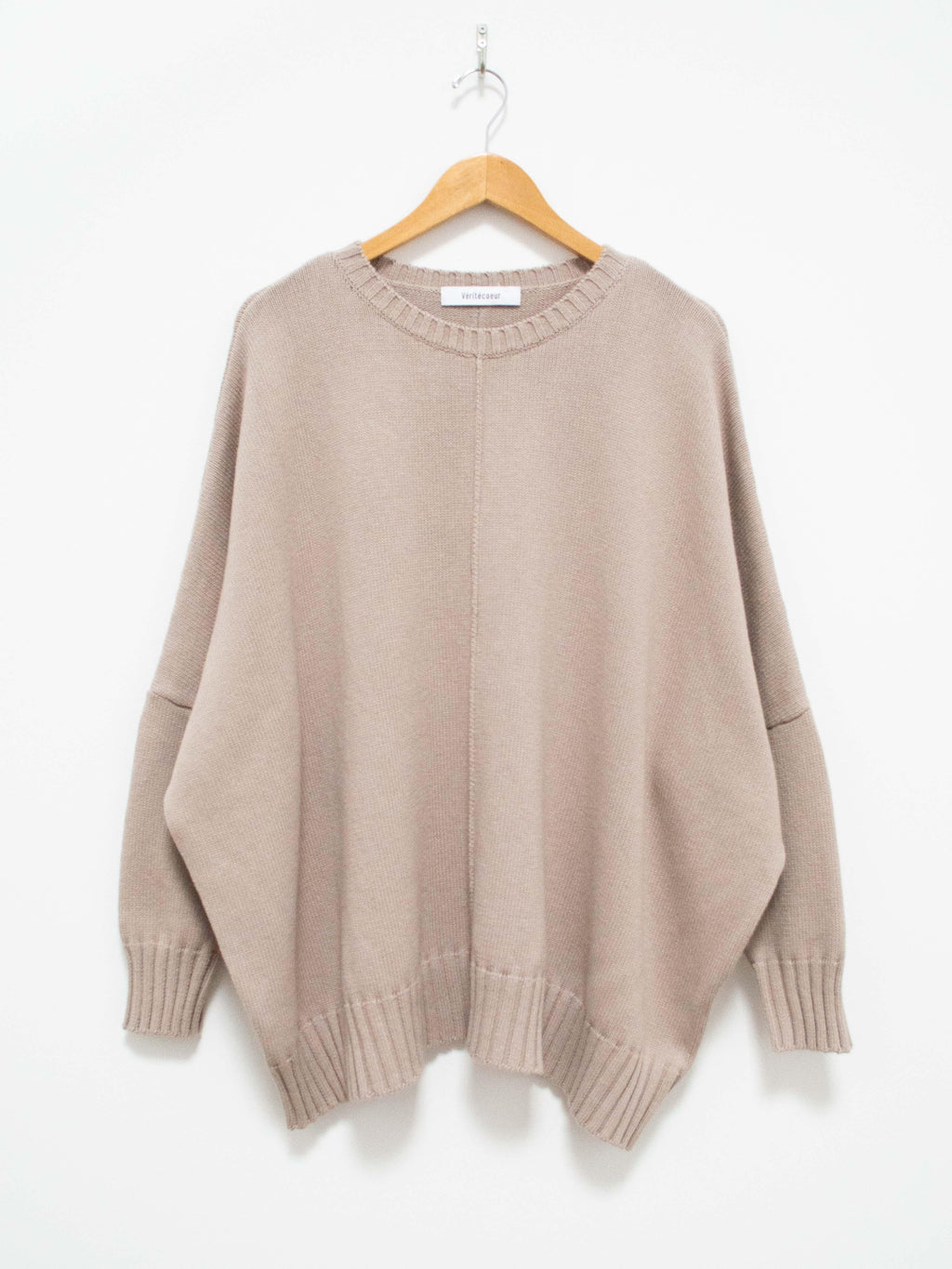 Namu Shop - Veritecoeur Cotton Cashmere Oversized Crewneck Sweater - Beige