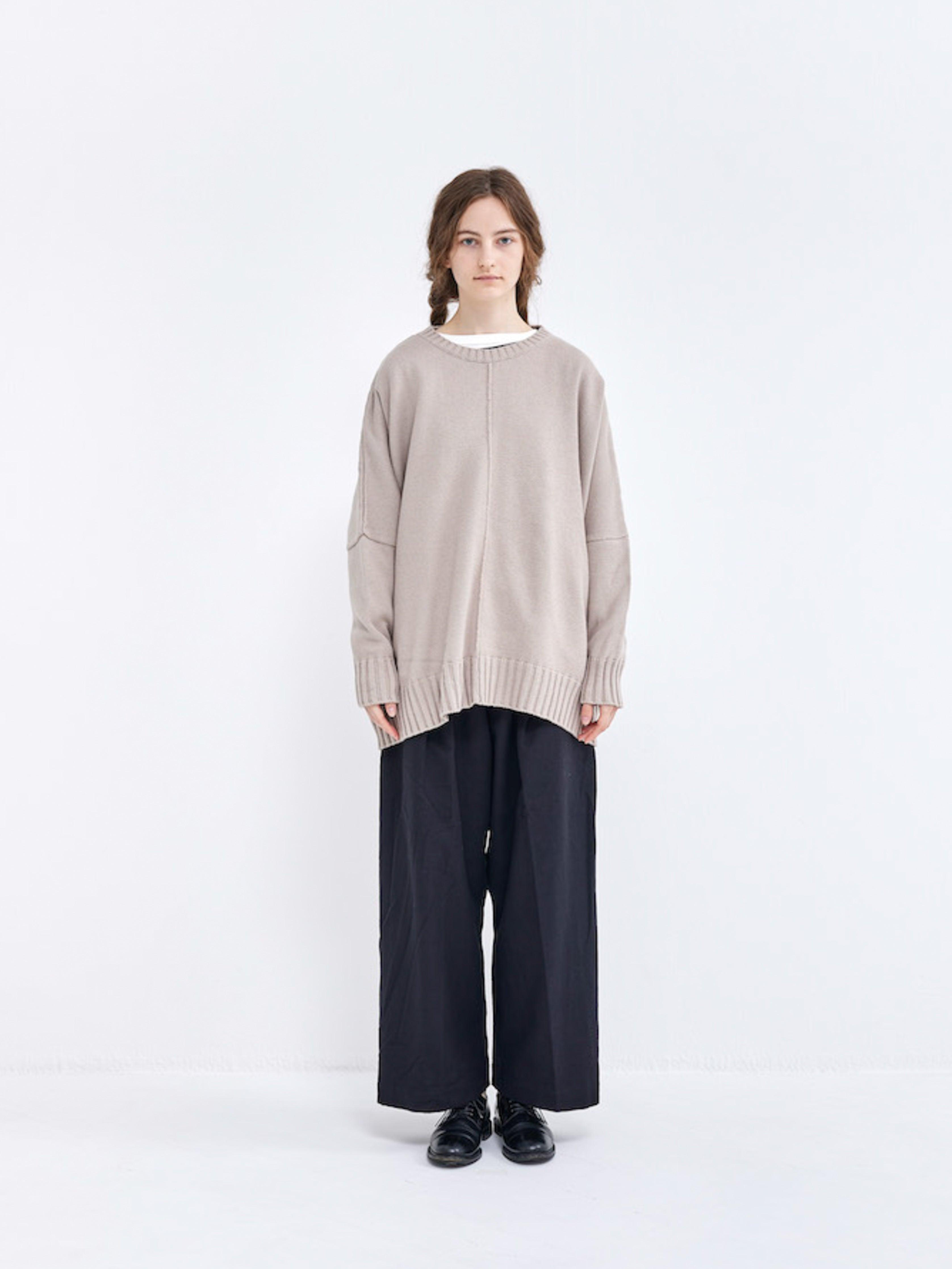 Namu Shop - Veritecoeur Cotton Cashmere Oversized Crewneck Sweater - Beige