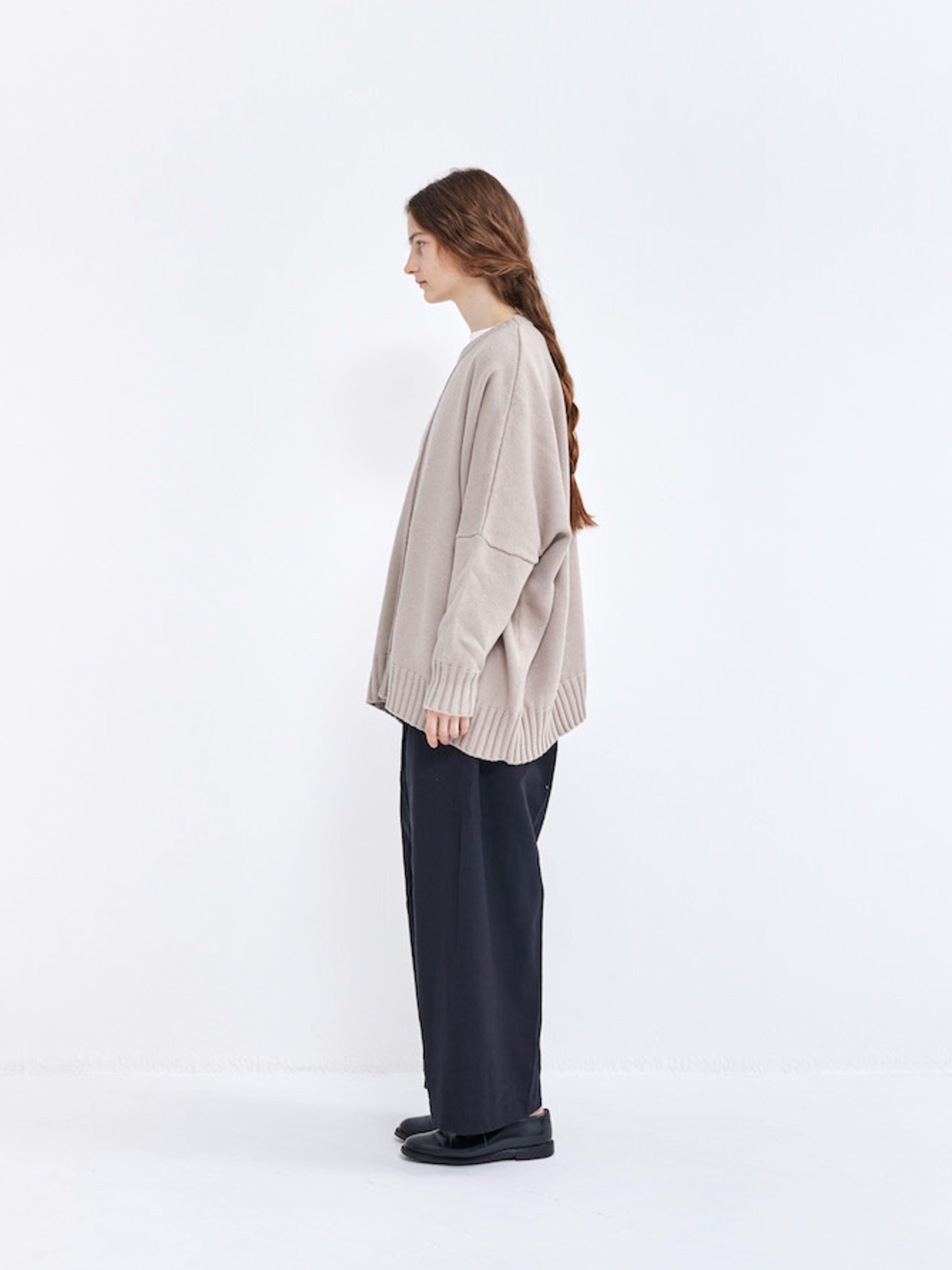 Namu Shop - Veritecoeur Cotton Cashmere Oversized Crewneck Sweater - Beige
