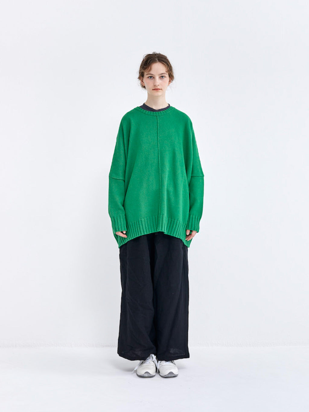 Namu Shop - Veritecoeur Cotton Cashmere Oversized Crewneck Sweater - Green