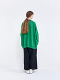 Namu Shop - Veritecoeur Cotton Cashmere Oversized Crewneck Sweater - Green