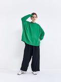 Namu Shop - Veritecoeur Cotton Cashmere Oversized Crewneck Sweater - Green