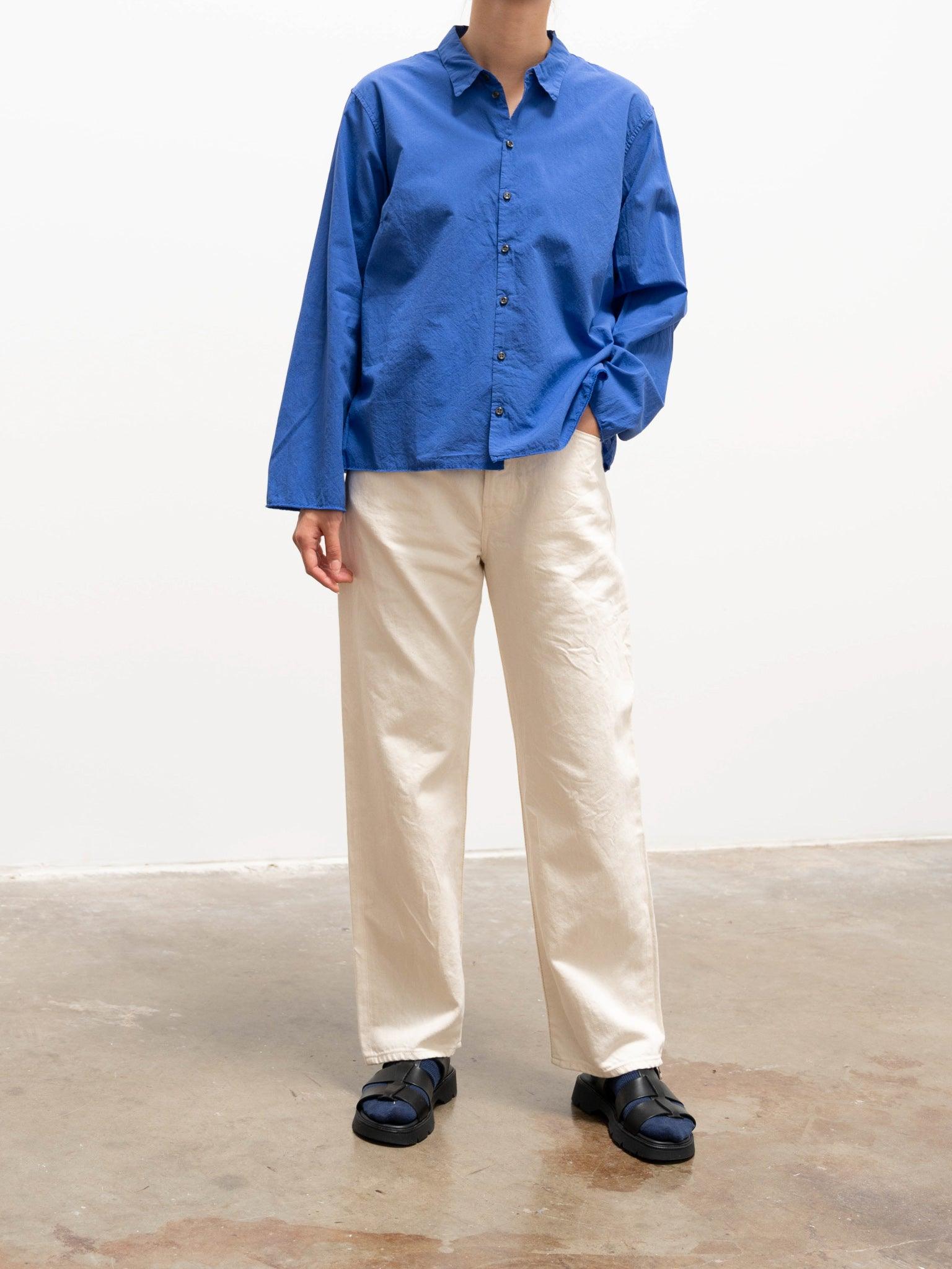 Namu Shop - Veritecoeur Cotton Lawn BD Shirt - Blue