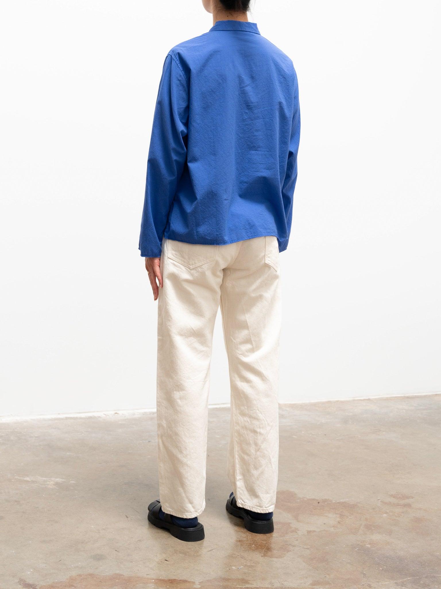 Namu Shop - Veritecoeur Cotton Lawn BD Shirt - Blue