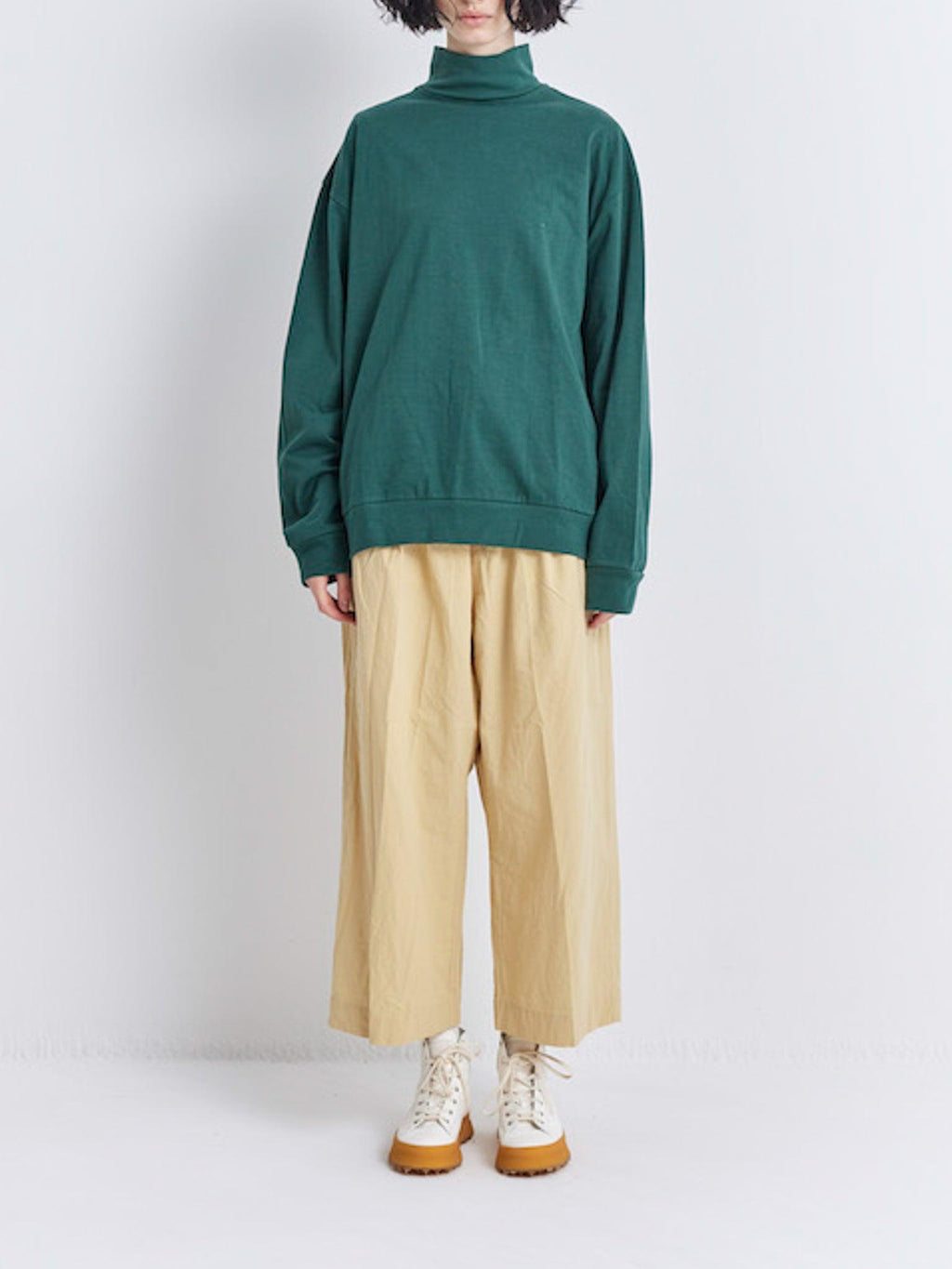 Namu Shop - Veritecoeur High Neck Long Sleeve Tee - Green