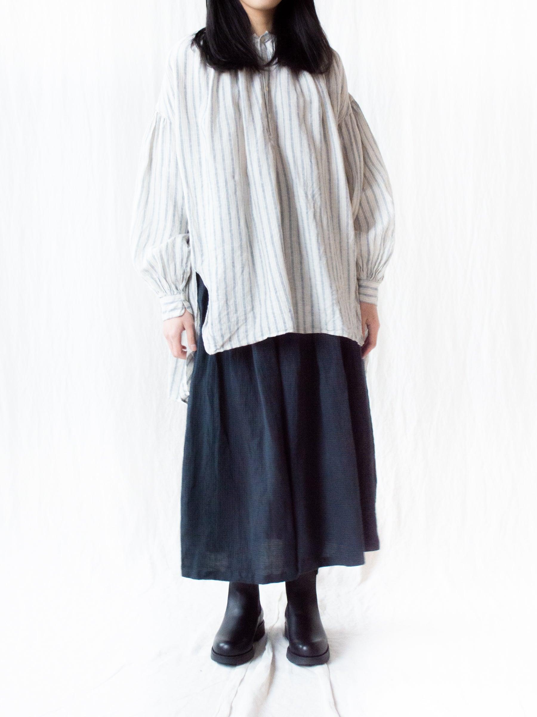 Namu Shop - Veritecoeur Linen Balloon Striped Shirt