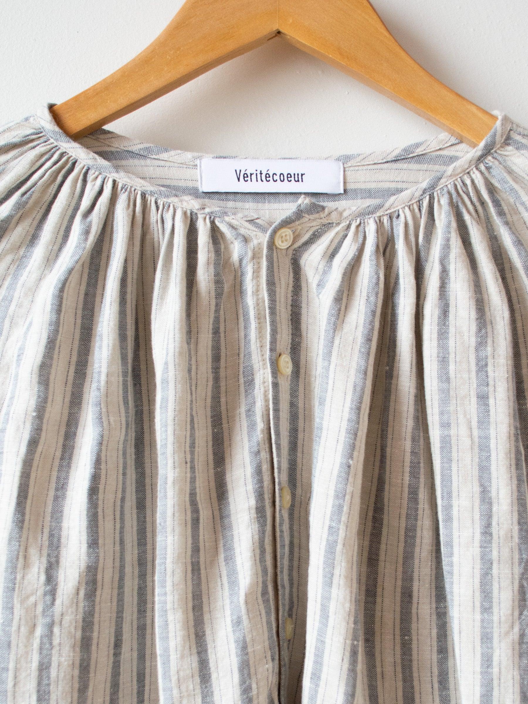 Namu Shop - Veritecoeur Linen Balloon Striped Shirt