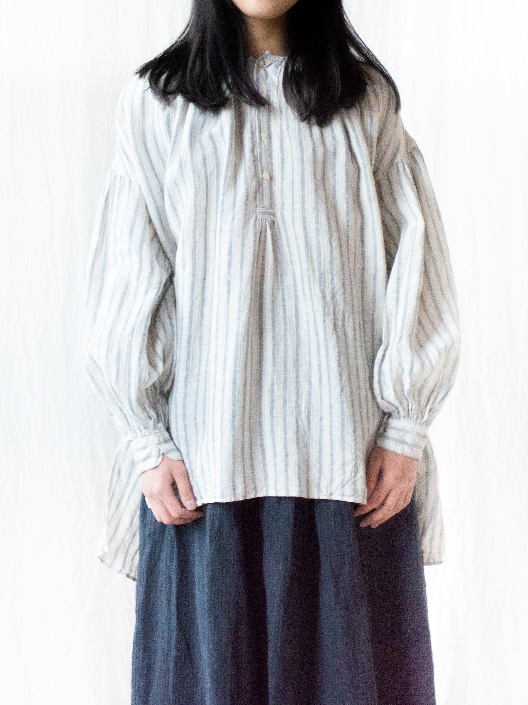 Namu Shop - Veritecoeur Linen Balloon Striped Shirt