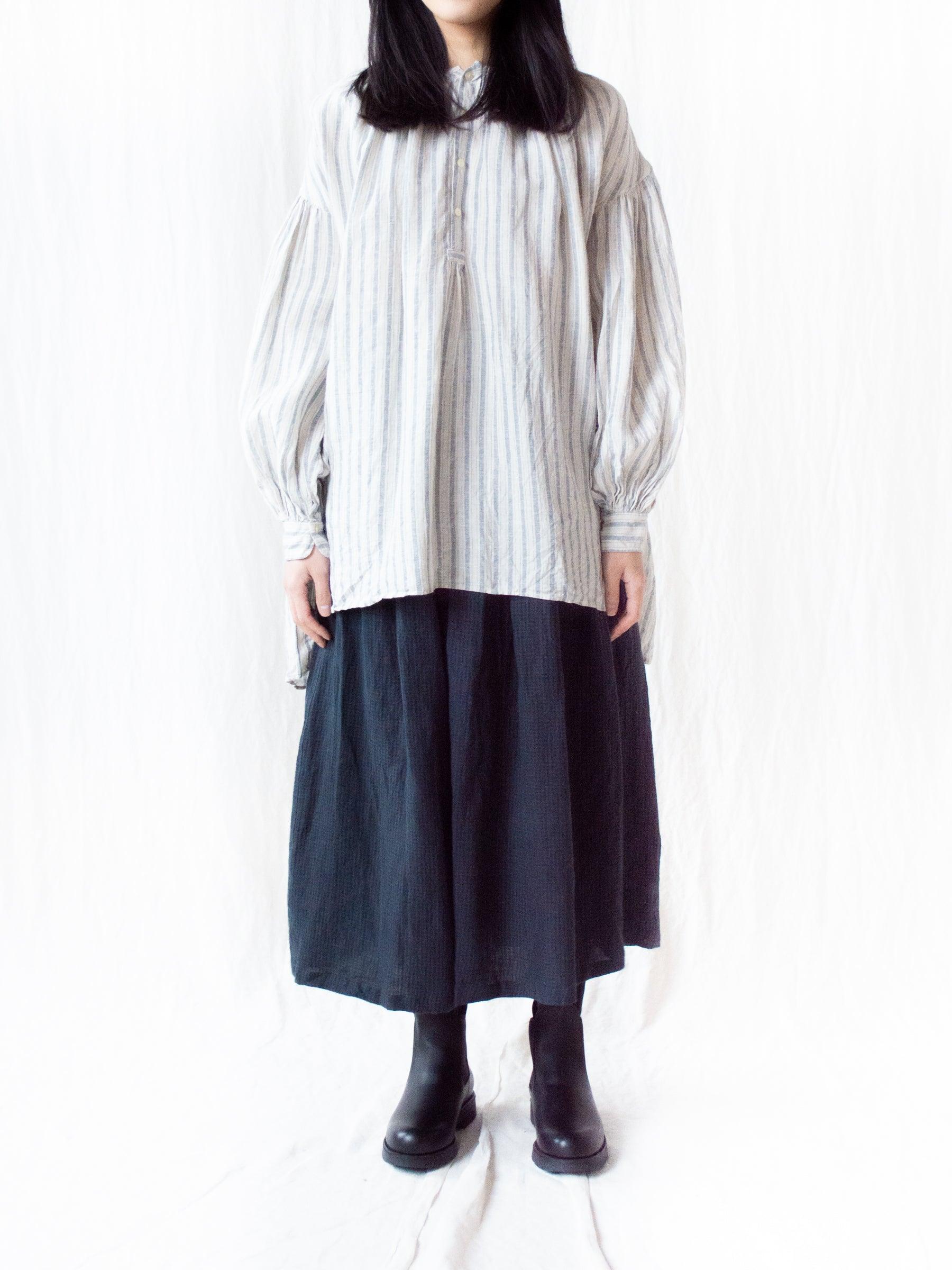 Namu Shop - Veritecoeur Linen Balloon Striped Shirt