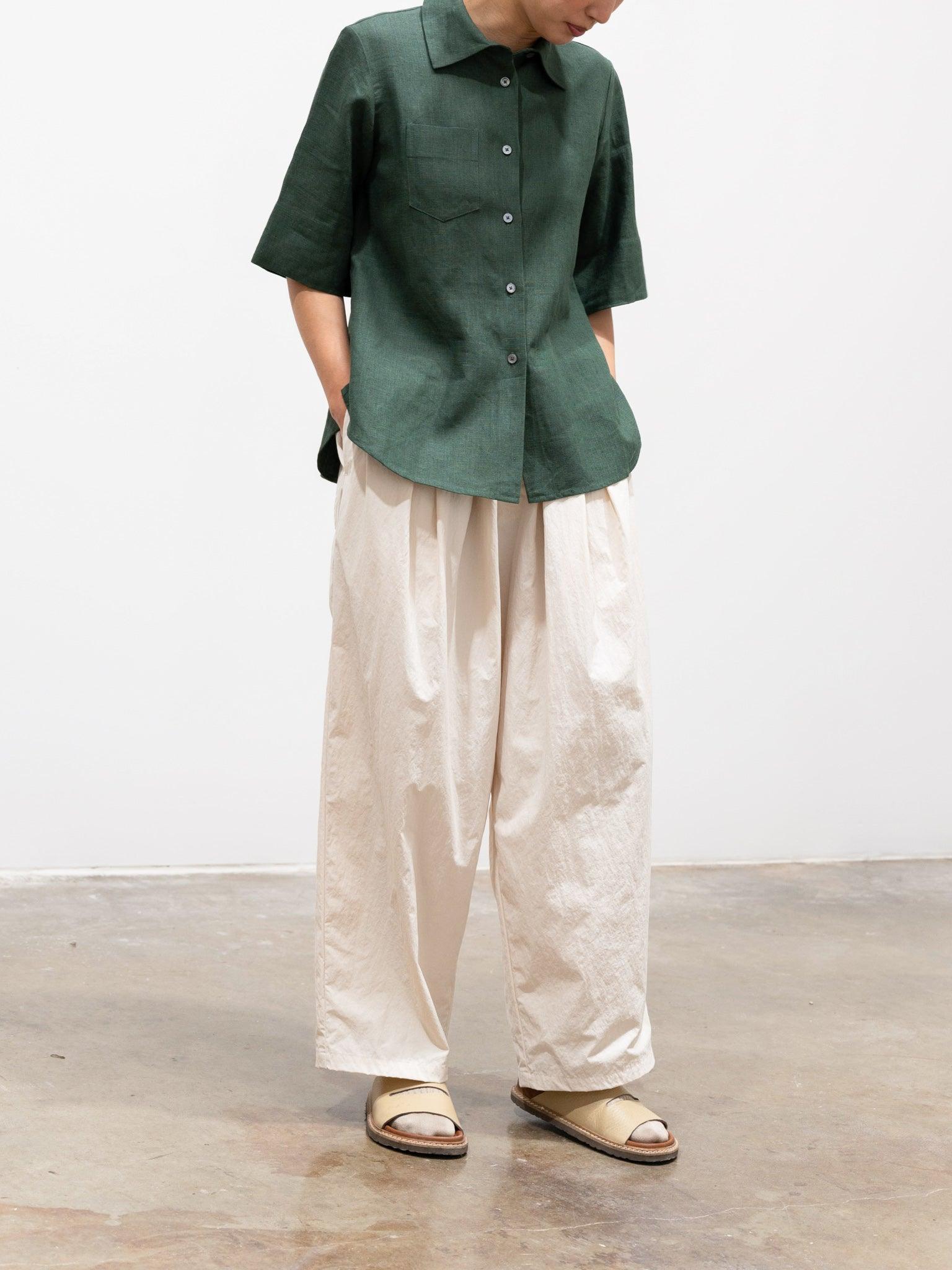 Namu Shop - Veritecoeur Recycled Nylon Tucked Pants - Cream