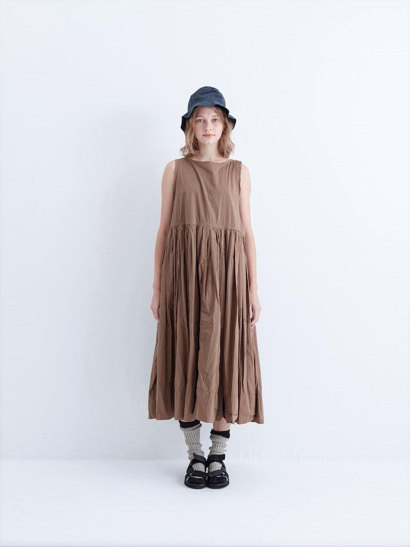 Namu Shop - Veritecoeur Sleeveless Gather Dress - Walnut