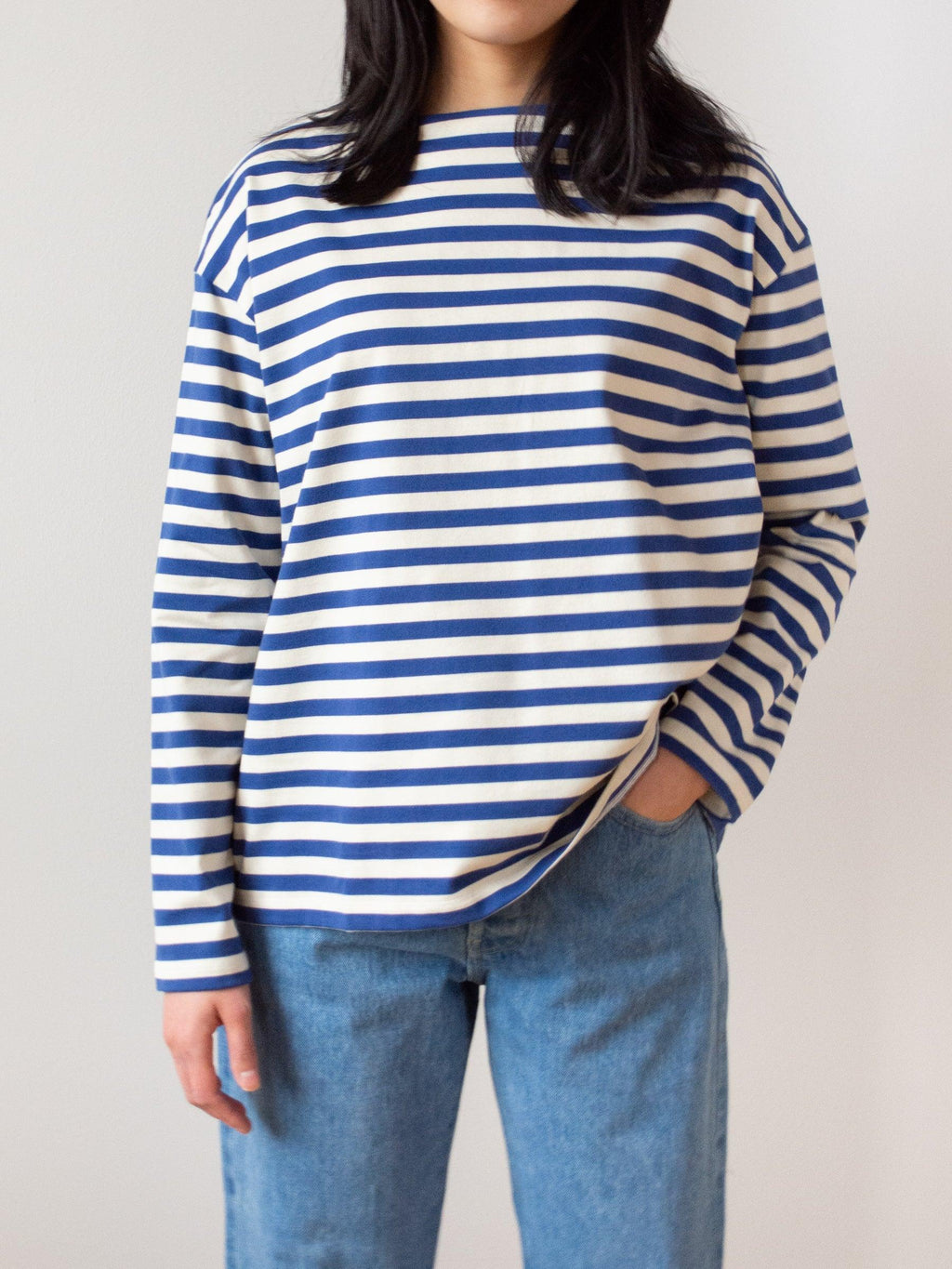 Namu Shop - Veritecoeur Striped Tee - Sand x Blue