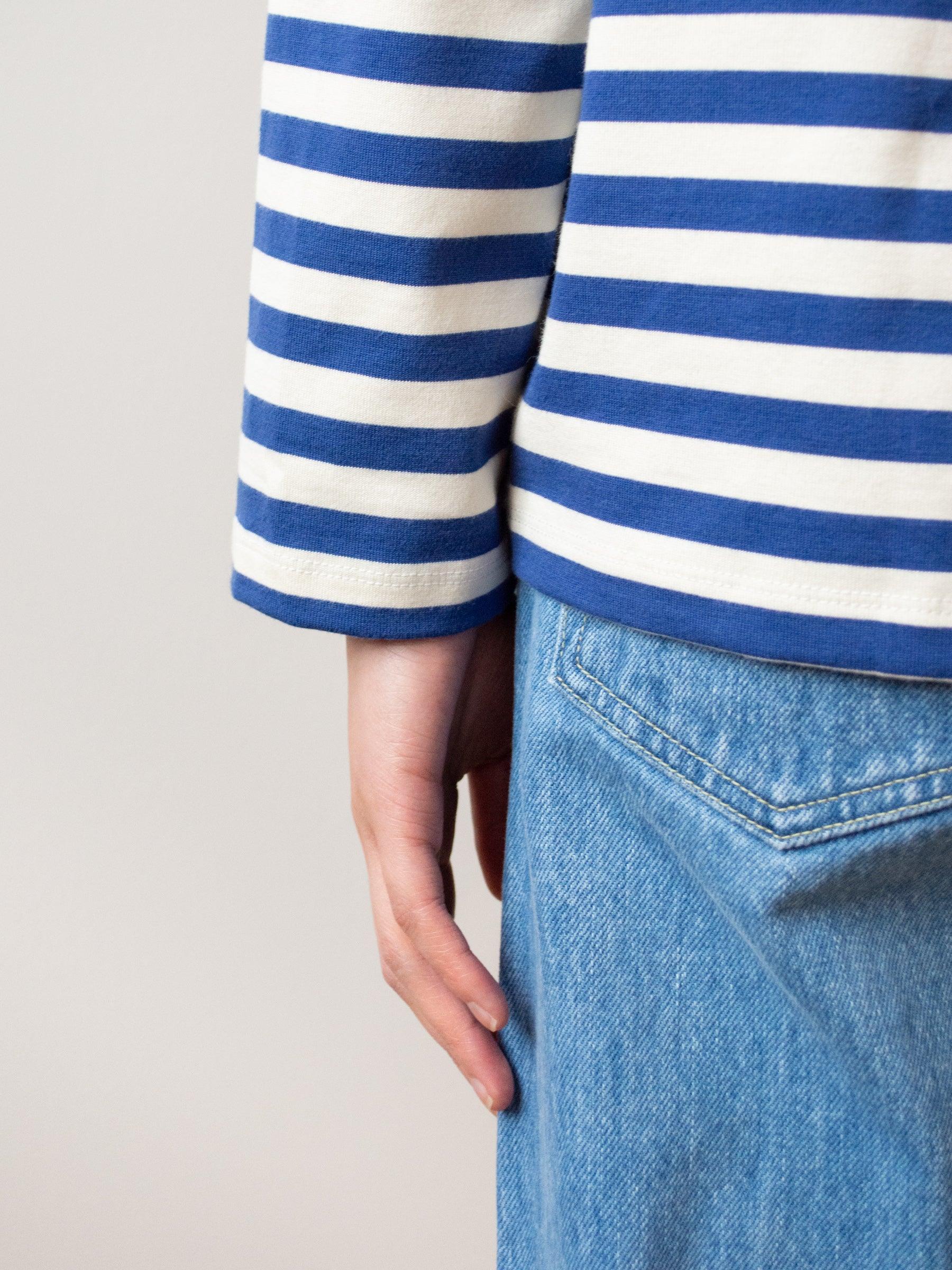 Namu Shop - Veritecoeur Striped Tee - Sand x Blue